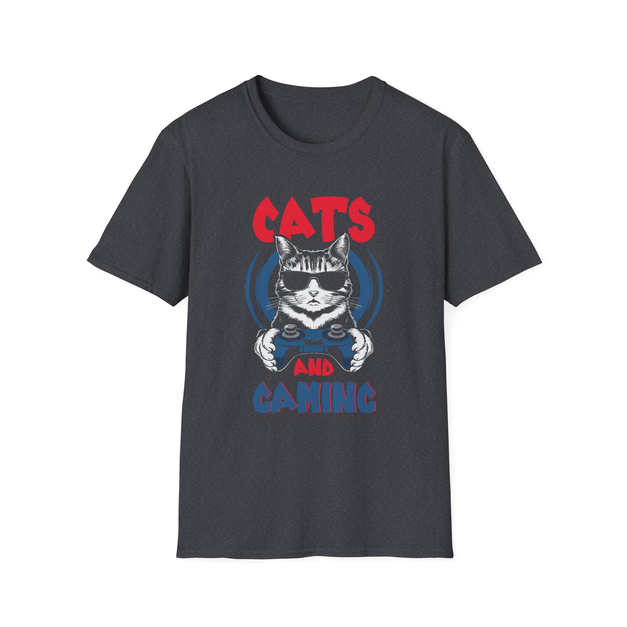 Funny Cat Gaming T-Shirt, Unisex Tee for Cat Lovers, Gamer Shirt, Gift for Birthdays, Casual Wear, Pet Owner Gift