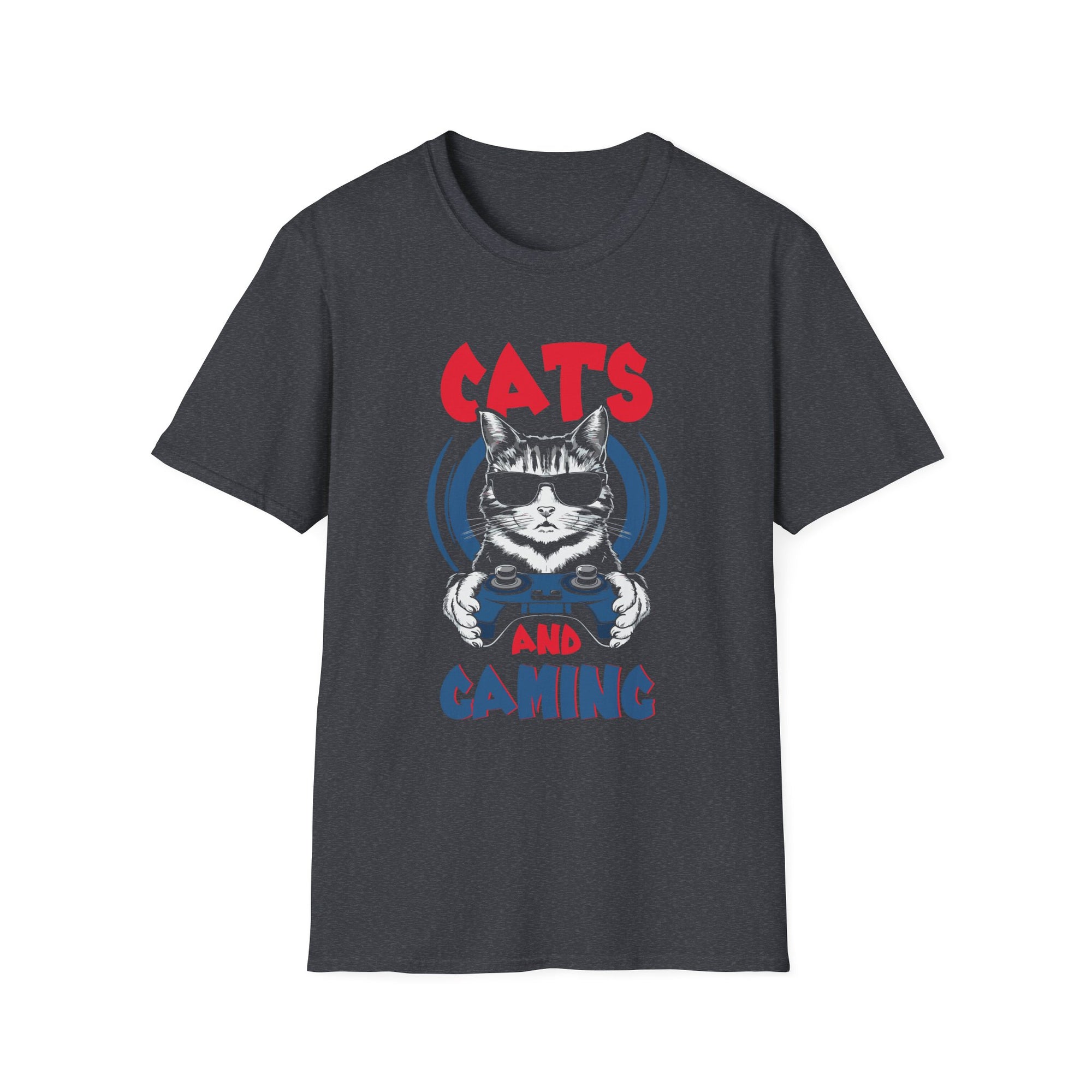Funny Cat Gaming T-Shirt, Unisex Tee for Cat Lovers, Gamer Shirt, Gift for Birthdays, Casual Wear, Pet Owner Gift