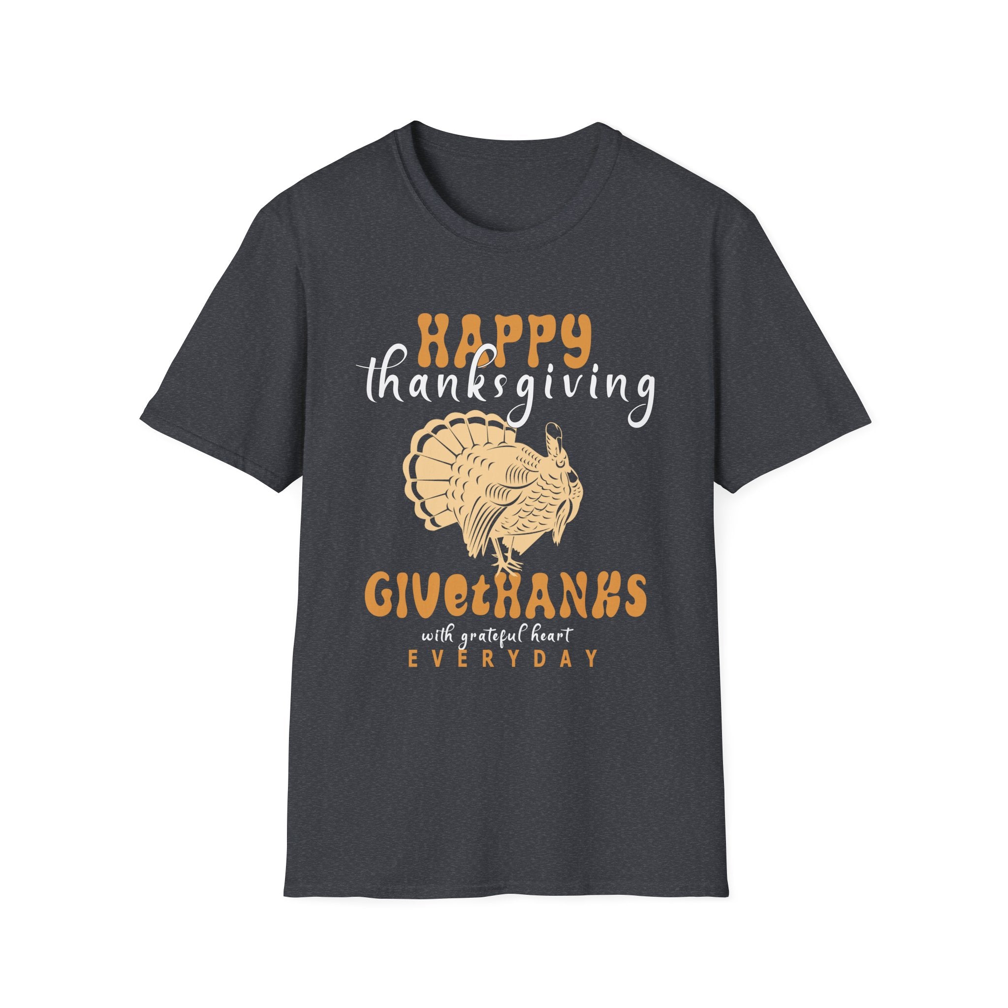 Thanksgiving T-Shirt, Unisex Softstyle Tee, Holiday Gift, Thanksgiving Decor, Give Thanks Apparel, Fall Celebration Shirt