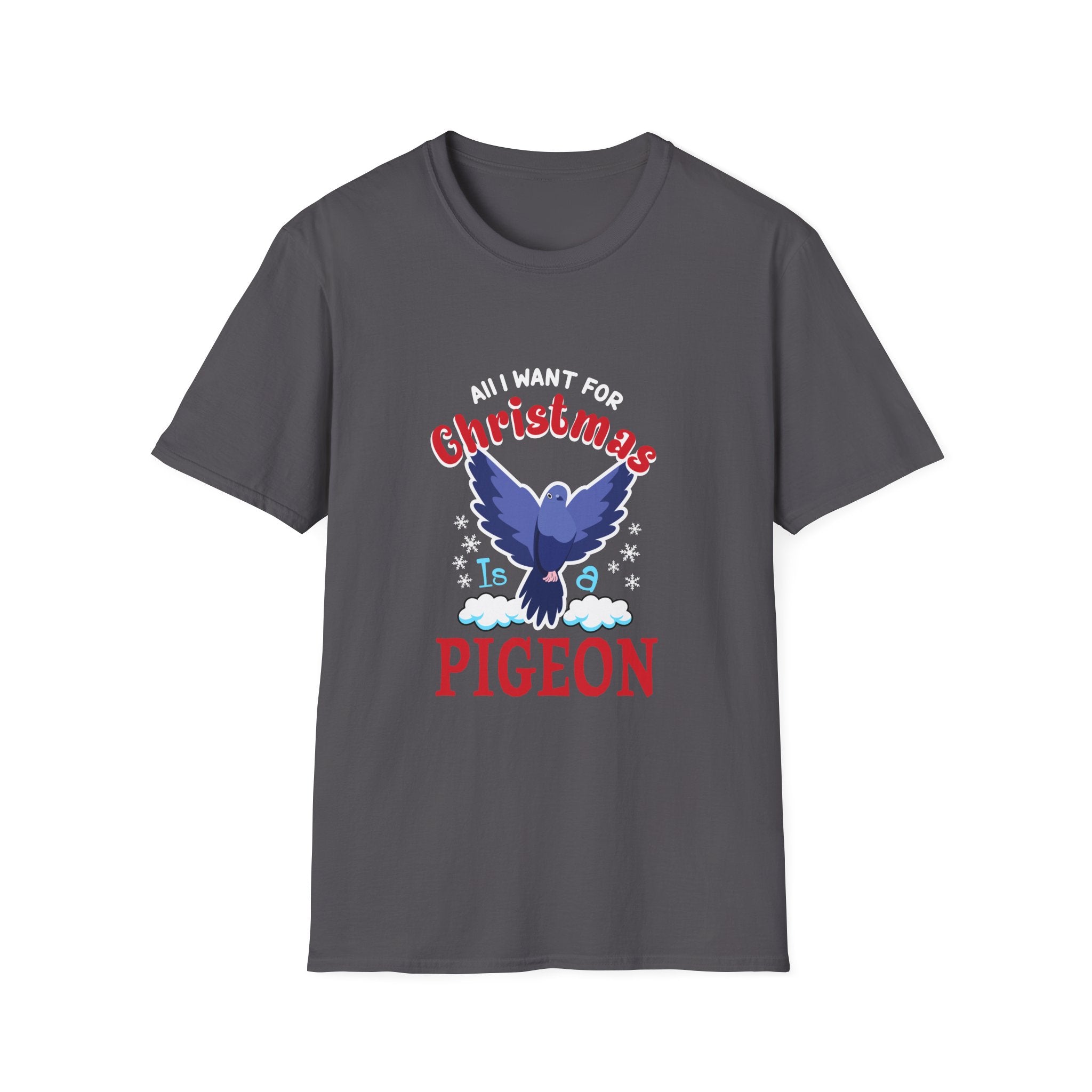 Christmas Pigeon T-Shirt, Funny Holiday Tee, Cute Gift for Cat Lovers, Christmas Apparel, Unisex Graphic Tee