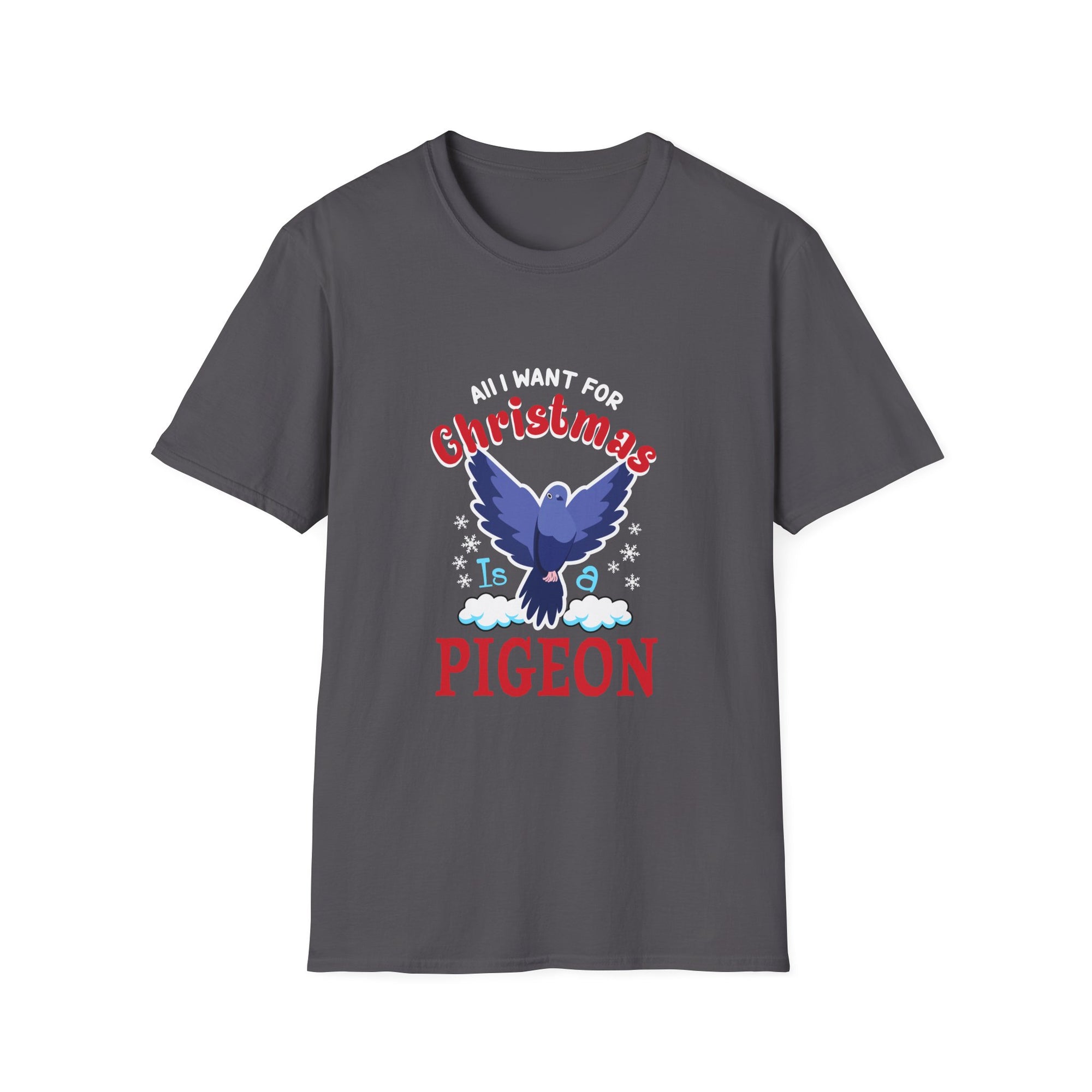 Christmas Pigeon T-Shirt, Funny Holiday Tee, Cute Gift for Cat Lovers, Christmas Apparel, Unisex Graphic Tee