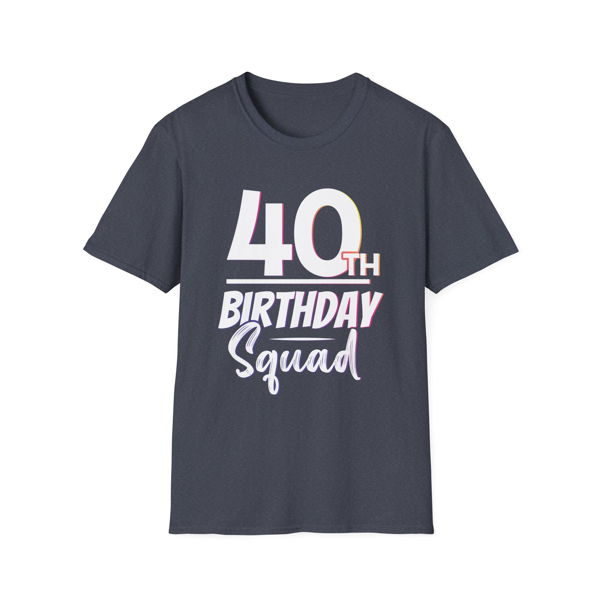 40th Birthday Squad Unisex Softstyle T-Shirt, Milestone Birthday Tee, Celebration Shirt, Birthday Party Apparel, Funny Gift for Him/Her