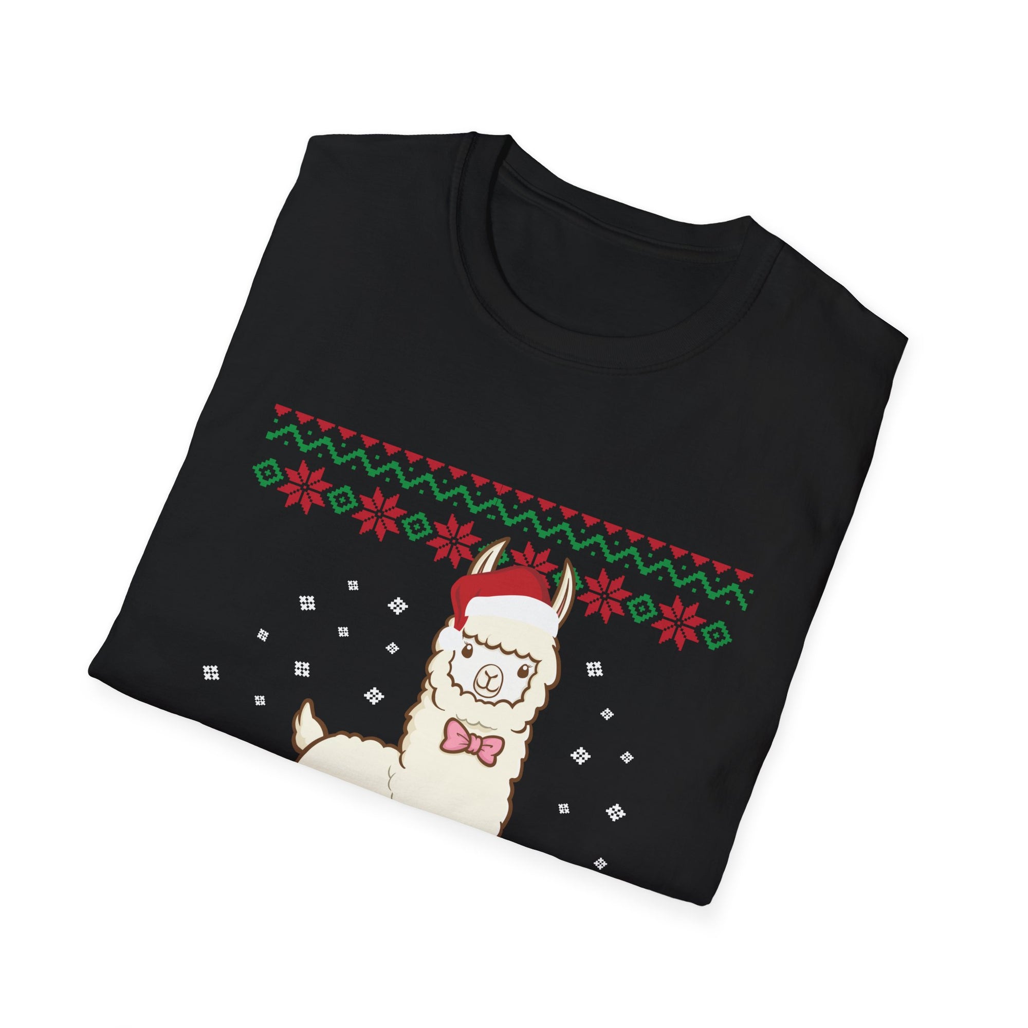 Festive Llama T-Shirt, Holiday Apparel, Christmas Gift, Unisex Softstyle Tee, Party Outfit, Animal Lover Shirt
