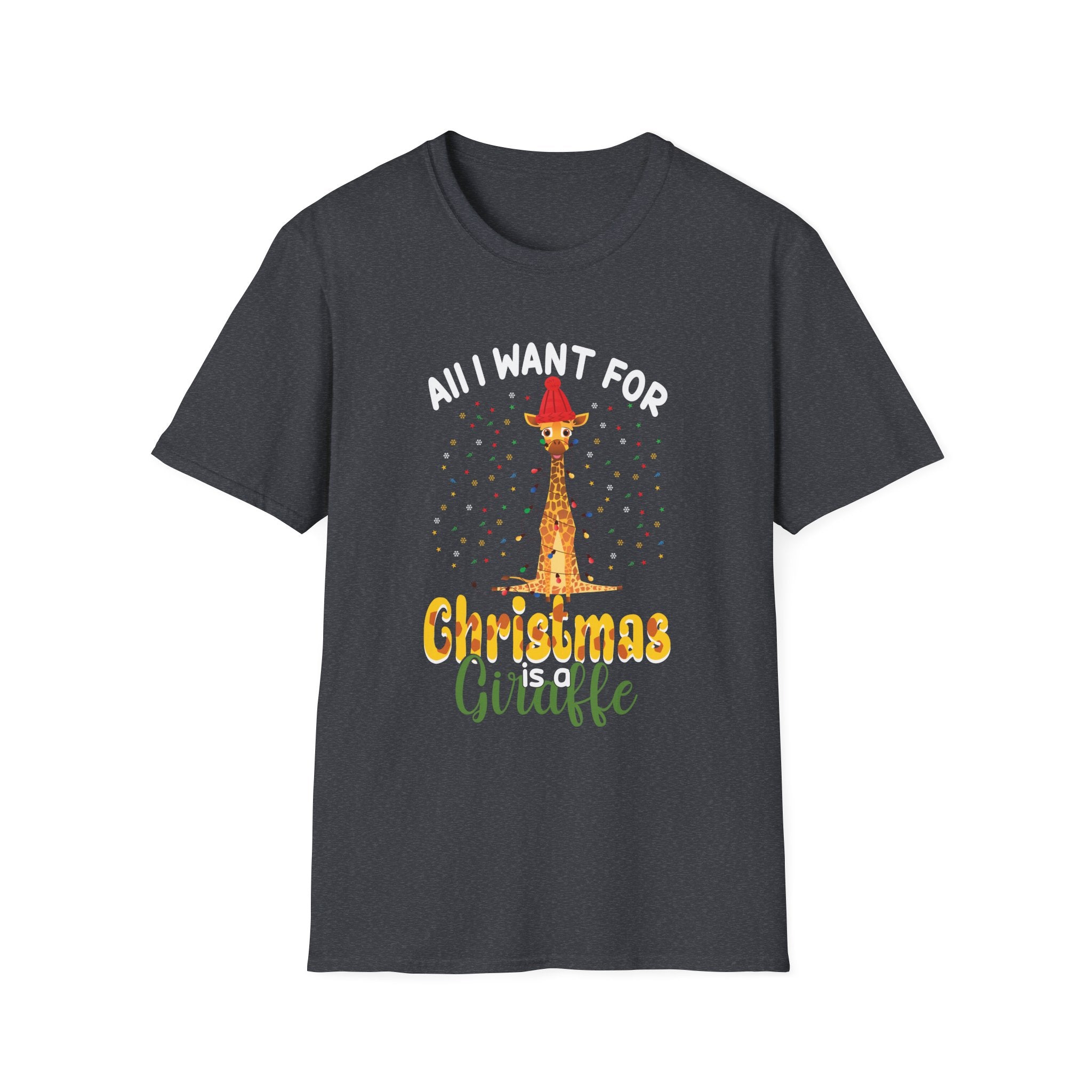 Unisex Christmas Giraffe T-Shirt, Holiday Gift, Cute Casual Tee, Animal Lover Apparel, Fun Xmas Shirt, Christmas Party Outfit