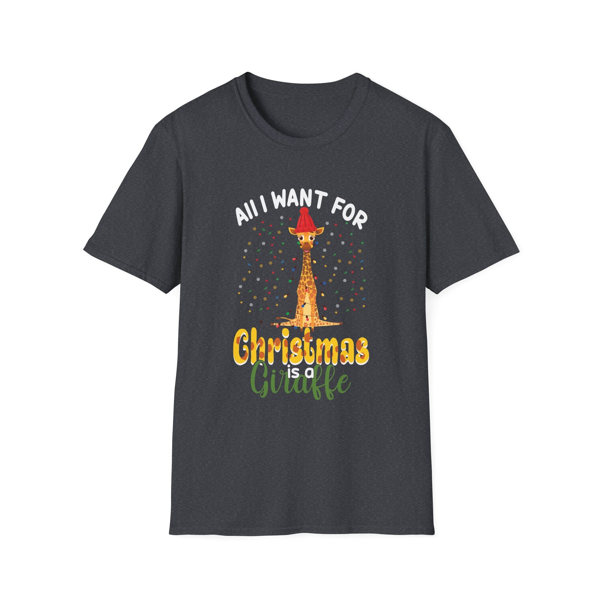 Unisex Christmas Giraffe T-Shirt, Holiday Gift, Cute Casual Tee, Animal Lover Apparel, Fun Xmas Shirt, Christmas Party Outfit