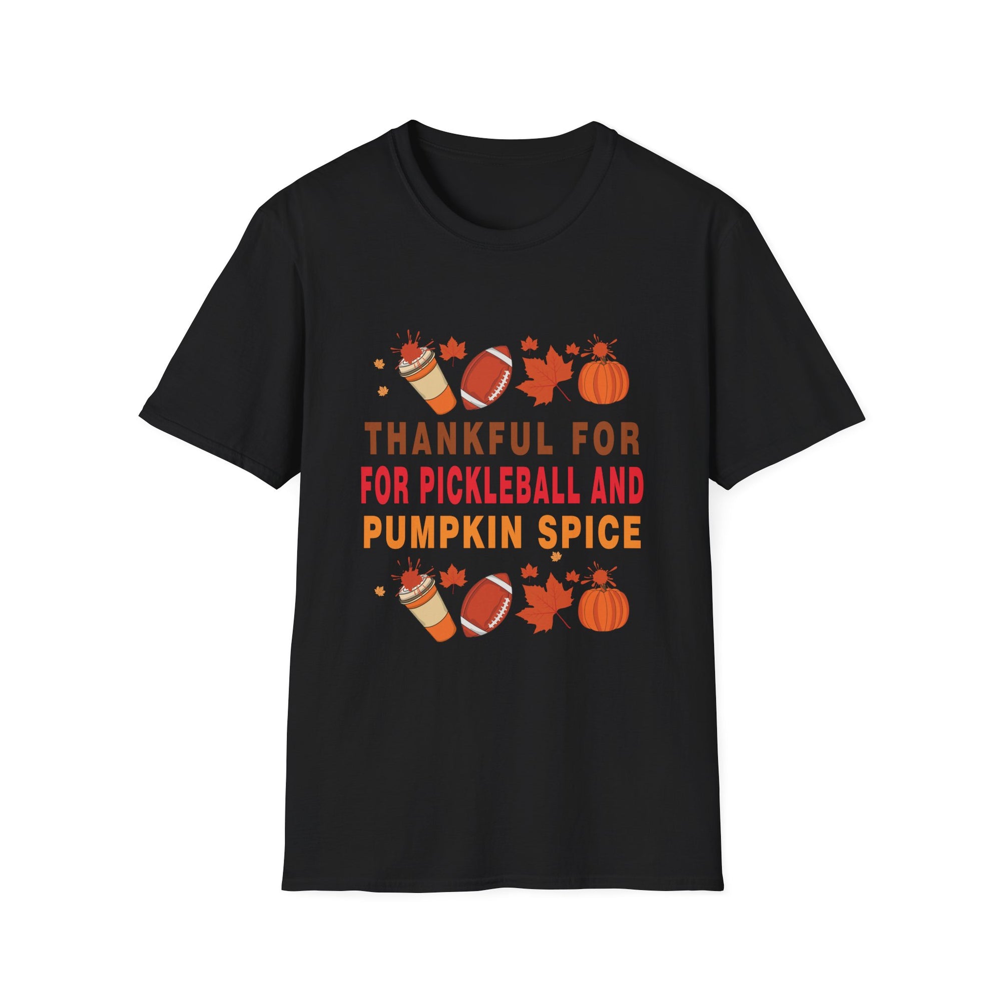 Thankful for Pickleball & Pumpkin Spice T-Shirt, Fall Fashion, Thanksgiving Tee, Unisex Autumn Shirt, Cozy Casual Wear