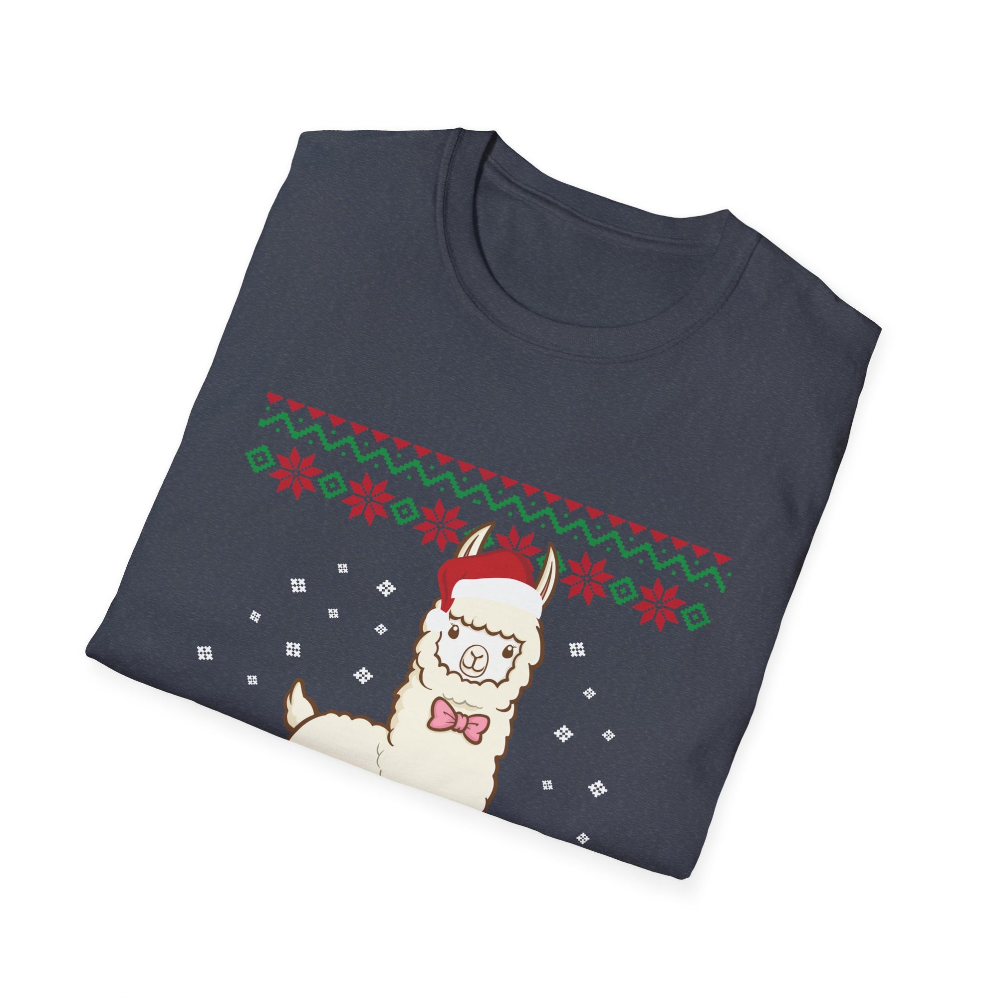Festive Llama T-Shirt, Holiday Apparel, Christmas Gift, Unisex Softstyle Tee, Party Outfit, Animal Lover Shirt