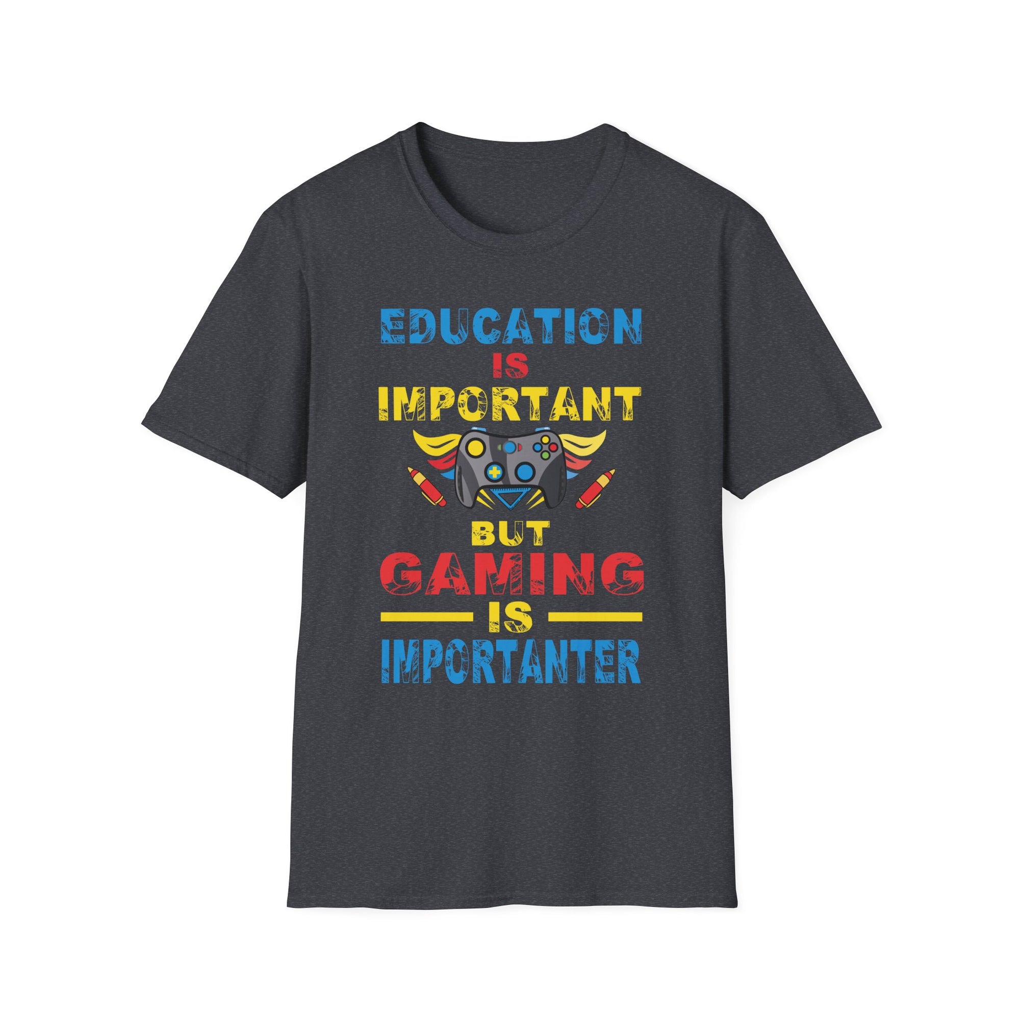 Unisex Gaming T-Shirt - Education is Important but Gaming is Importanter, Funny Gamer Tee, Perfect Gift for Gamers, Casual Wear, [...]