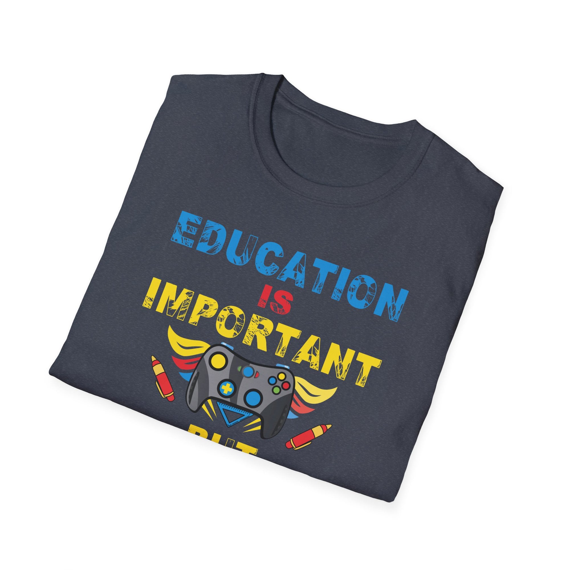 Unisex Gaming T-Shirt - Education is Important but Gaming is Importanter, Funny Gamer Tee, Perfect Gift for Gamers, Casual Wear, [...]
