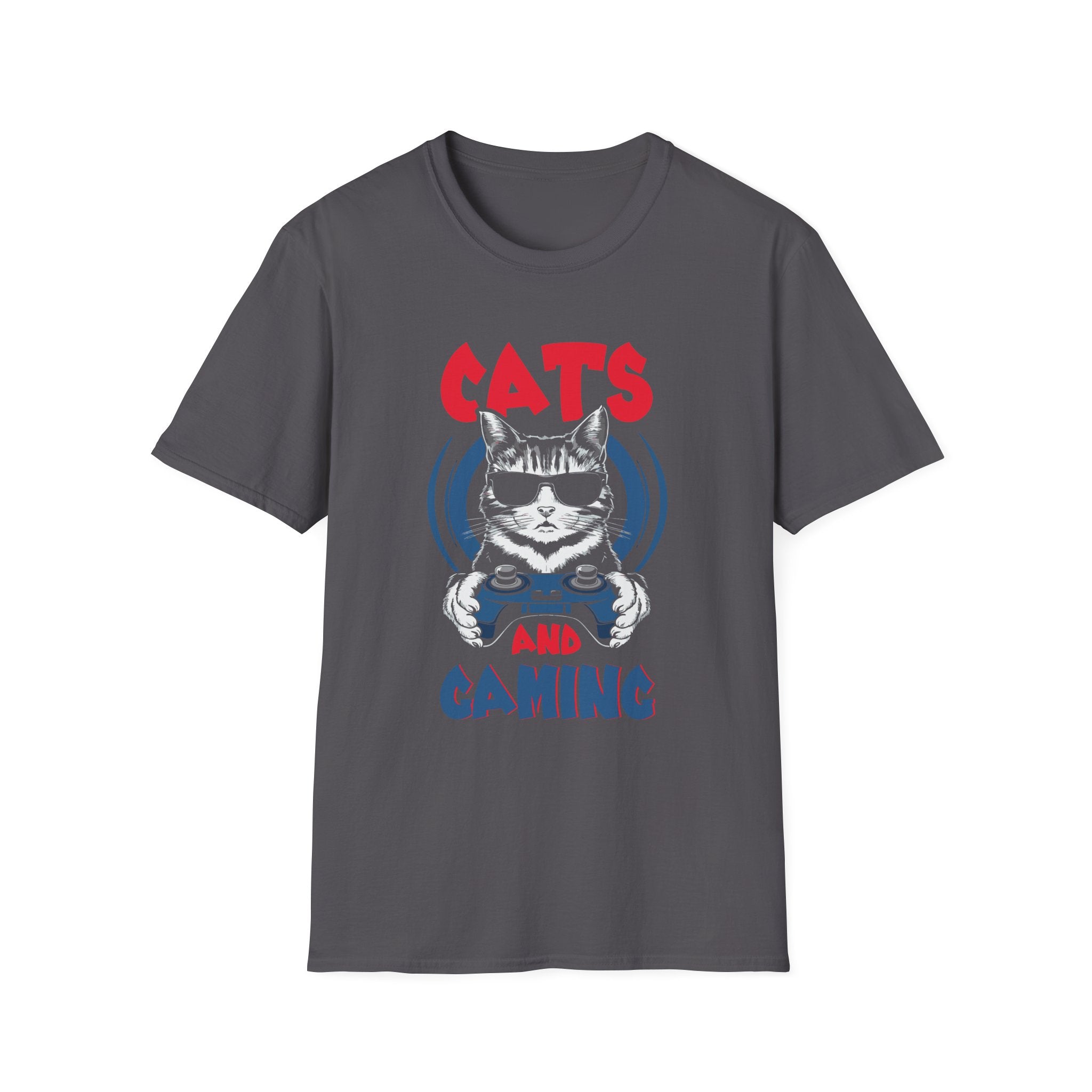 Funny Cat Gaming T-Shirt, Unisex Tee for Cat Lovers, Gamer Shirt, Gift for Birthdays, Casual Wear, Pet Owner Gift