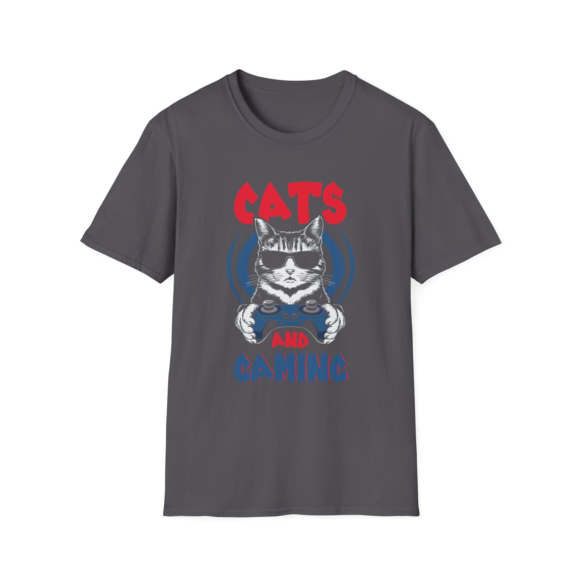 Funny Cat Gaming T-Shirt, Unisex Tee for Cat Lovers, Gamer Shirt, Gift for Birthdays, Casual Wear, Pet Owner Gift