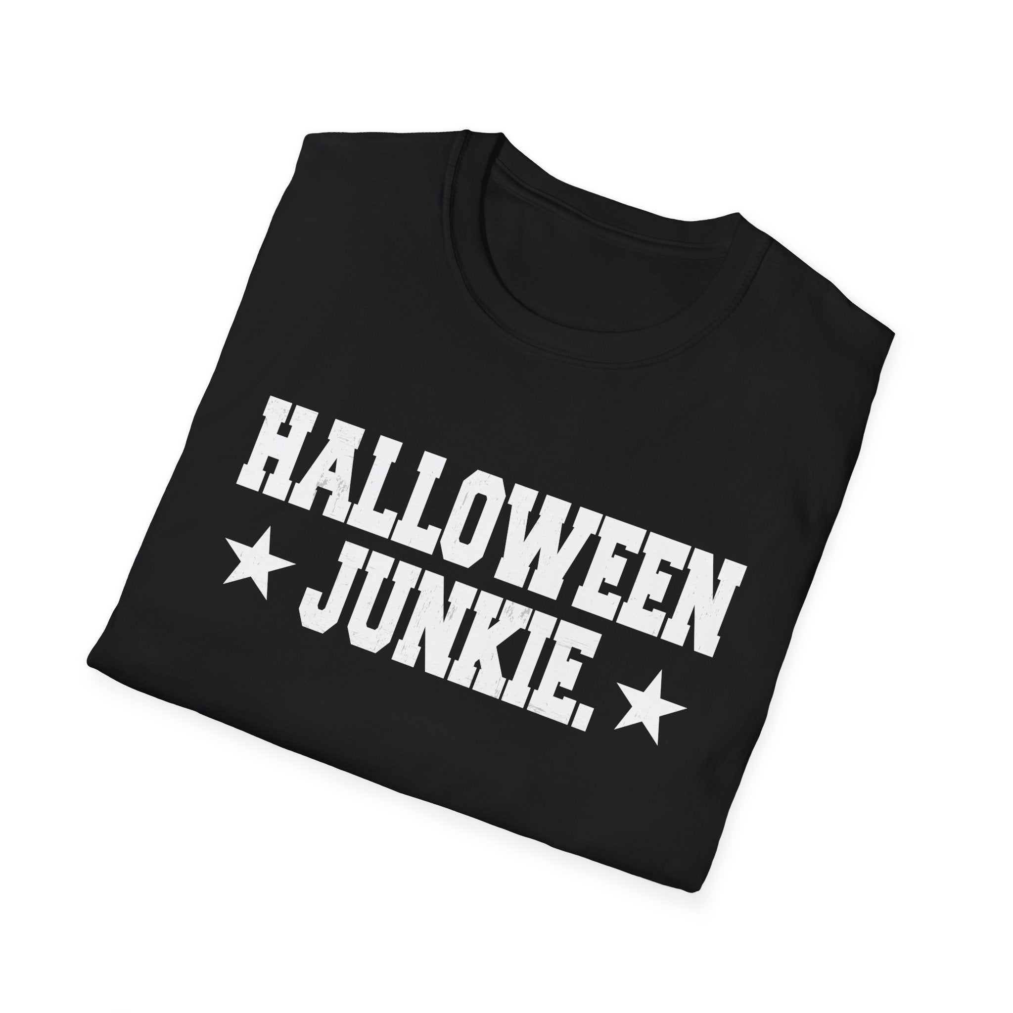 Halloween Junkie Unisex Softstyle T-Shirt, Spooky Apparel, October Fest, Halloween Costume, Fall Fashion, Gift for Halloween Lovers
