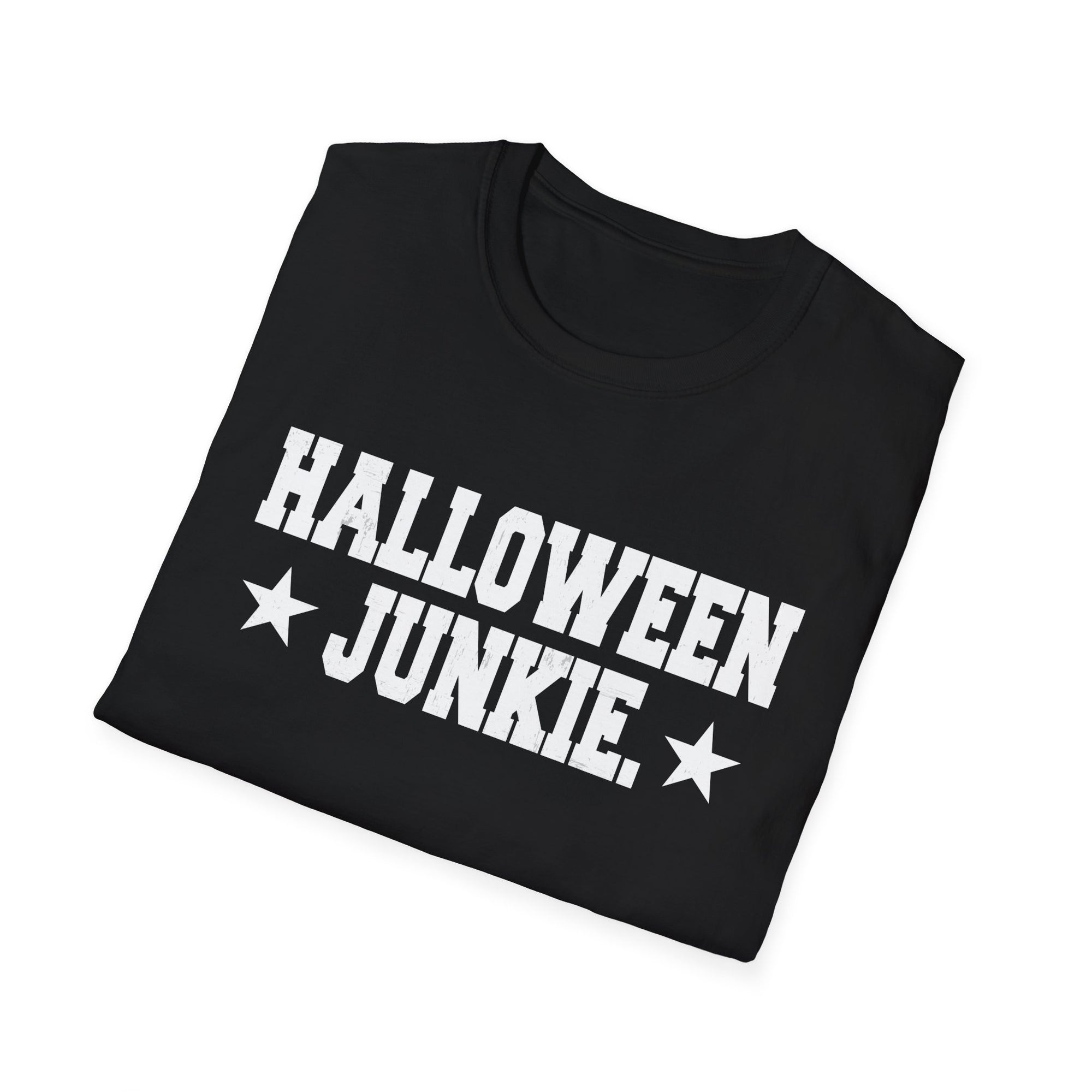 Halloween Junkie Unisex Softstyle T-Shirt, Spooky Apparel, October Fest, Halloween Costume, Fall Fashion, Gift for Halloween Lovers