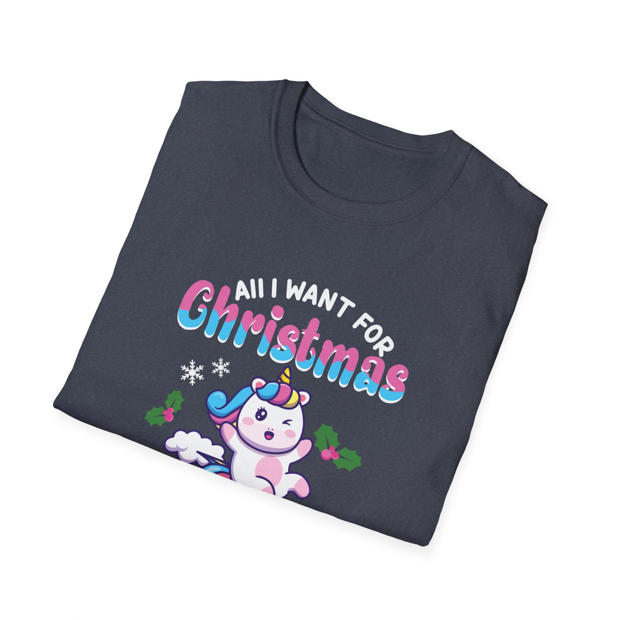 Unicorn Christmas T-Shirt, Cute Holiday Tee, Unicorn Lover Gift, Unisex Softstyle Tee, Christmas Apparel, Fun Gift Idea