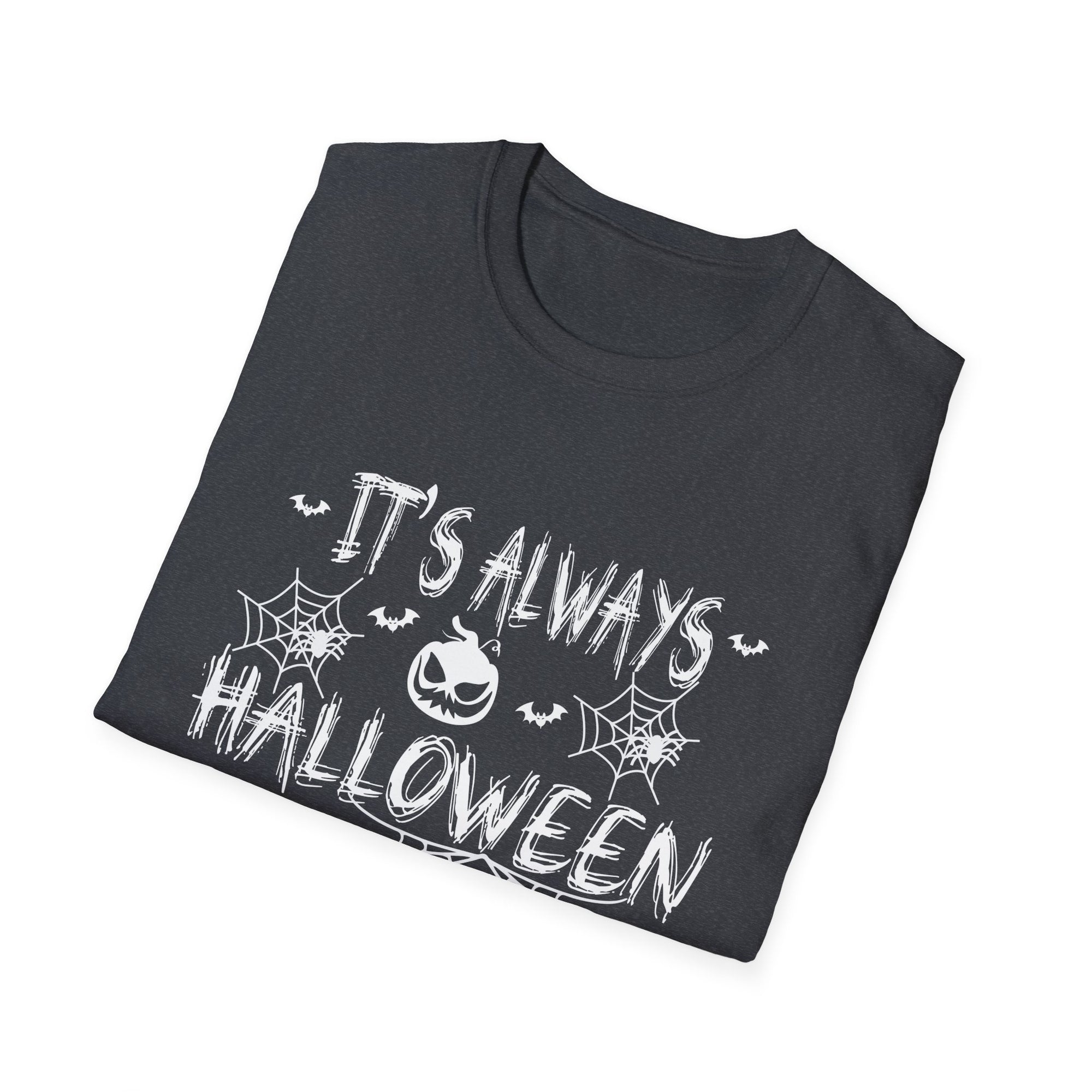 Halloween-Inspired Unisex Softstyle T-Shirt, Spooky Graphic Tee for Fall, Casual Wear, Funny Halloween Shirt, Gifts for Halloween Lovers