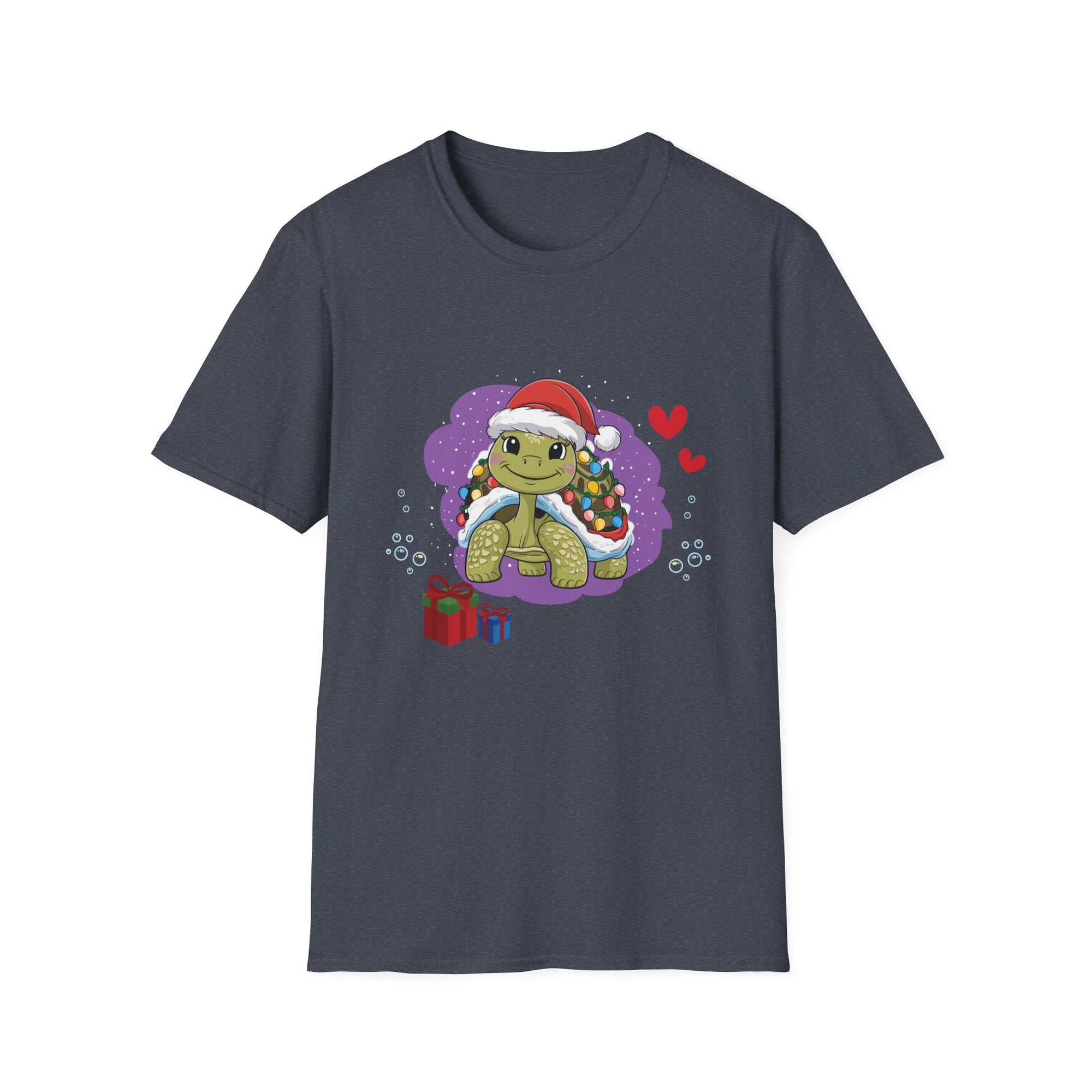 Christmas Turtle T-Shirt, Fun Holiday Tee, Unisex Softstyle Shirt, Gift for Ocean Lovers, Cute Festive Apparel