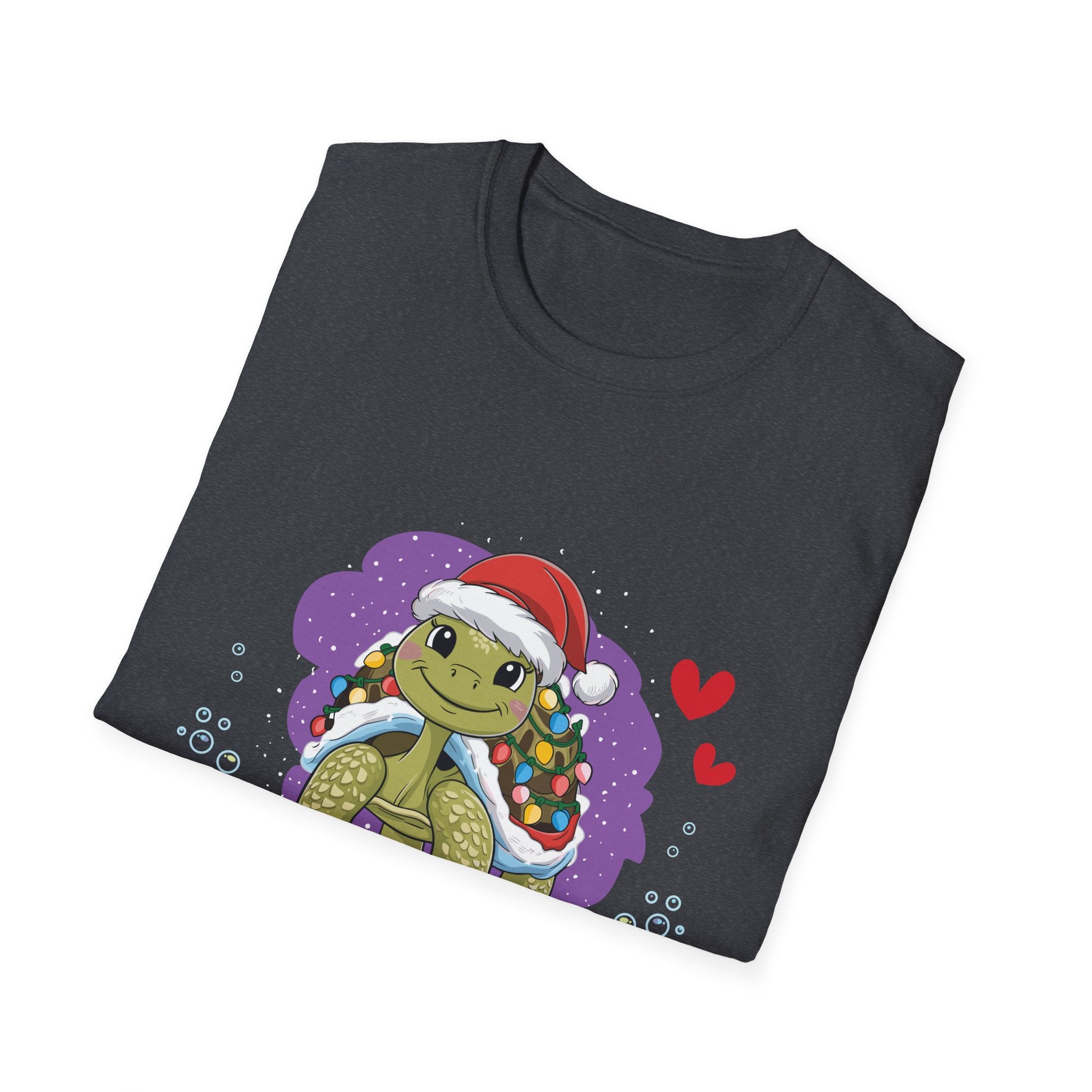 Christmas Turtle T-Shirt, Fun Holiday Tee, Unisex Softstyle Shirt, Gift for Ocean Lovers, Cute Festive Apparel
