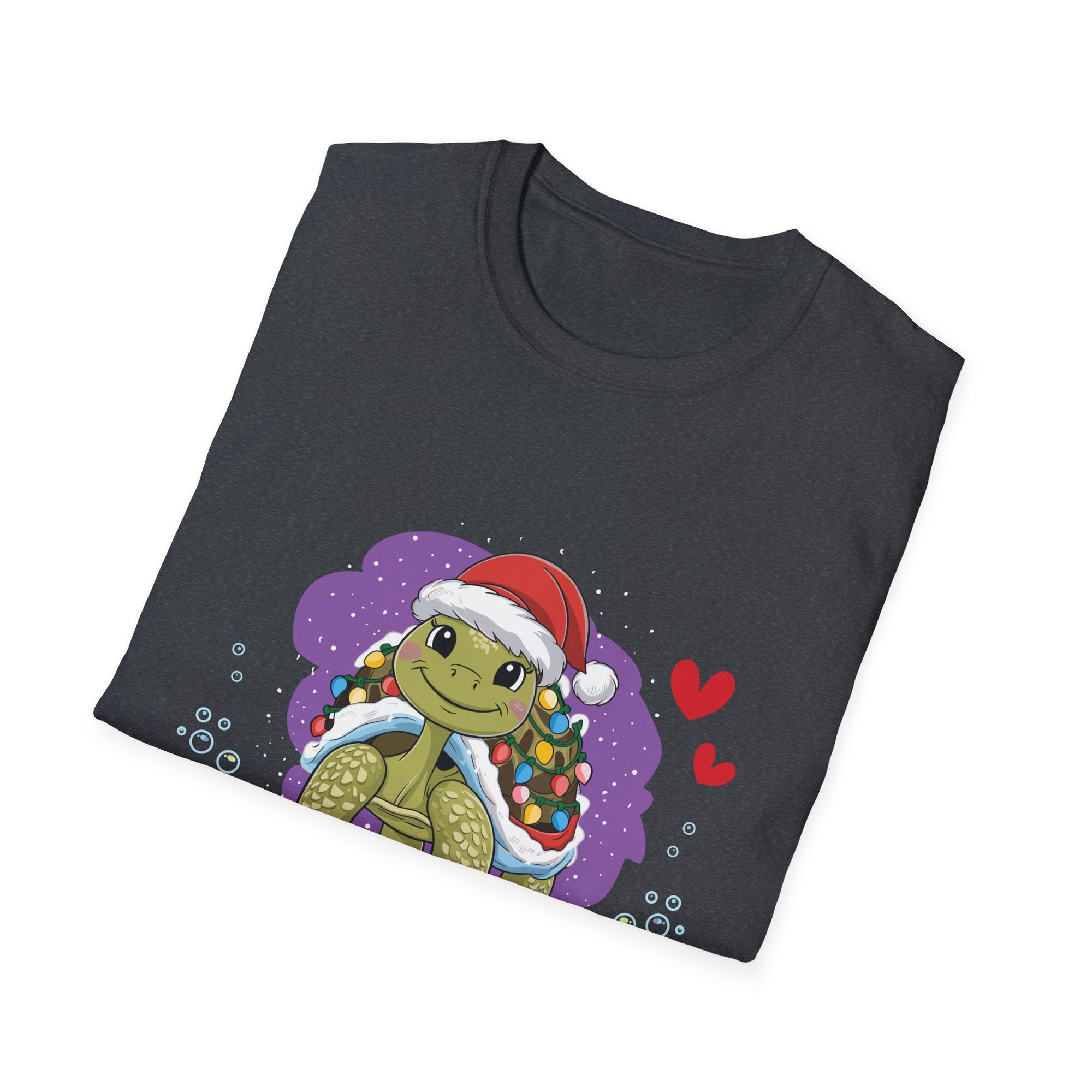 Christmas Turtle T-Shirt, Fun Holiday Tee, Unisex Softstyle Shirt, Gift for Ocean Lovers, Cute Festive Apparel