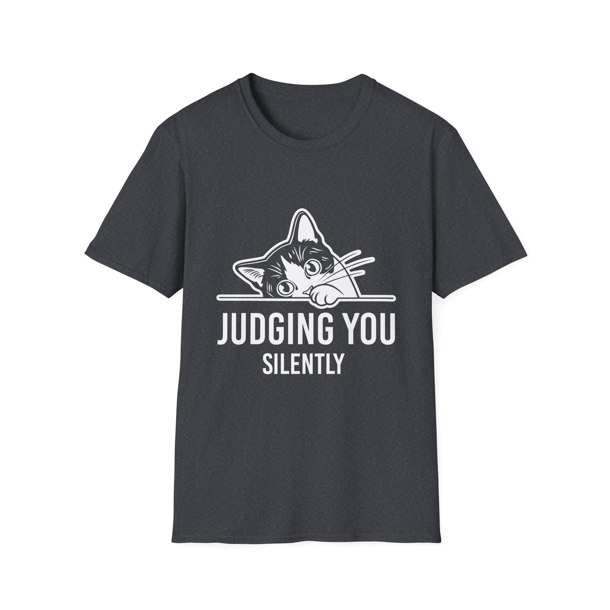 Funny Black Cat Judging You Silently Sarcastic Cat T-Shirt Unisex Softstyle T-Shirt