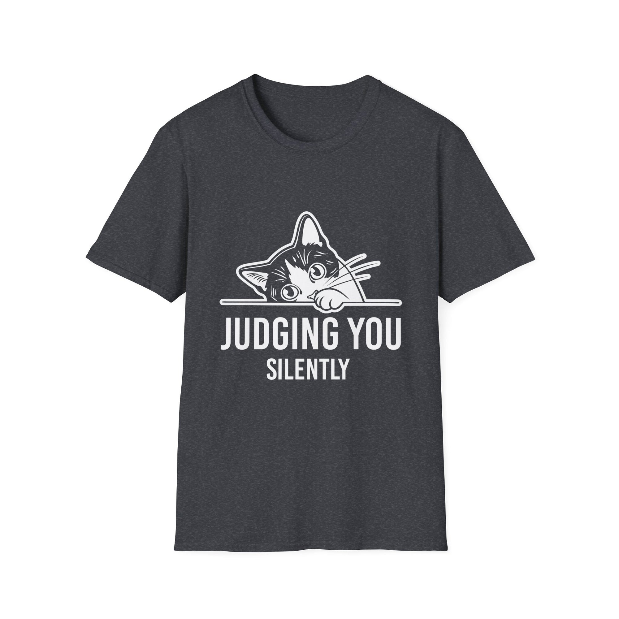Funny Black Cat Judging You Silently Sarcastic Cat T-Shirt Unisex Softstyle T-Shirt