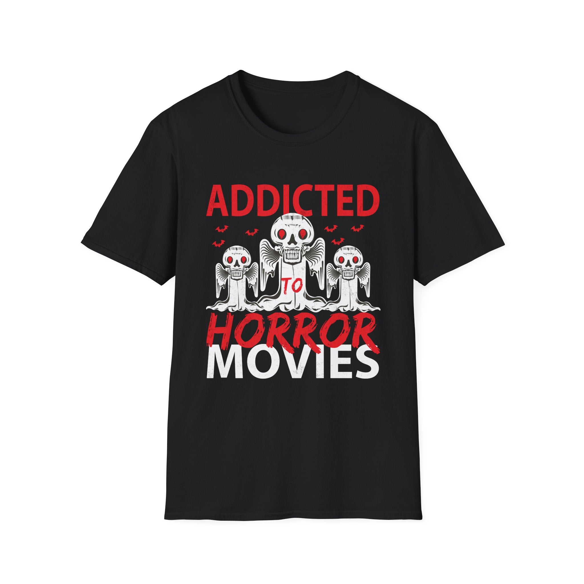 Addicted to Horror Movies Unisex T-Shirt | Perfect for Movie Lovers, Halloween, Gifts, Horror Fans, Casual Wear