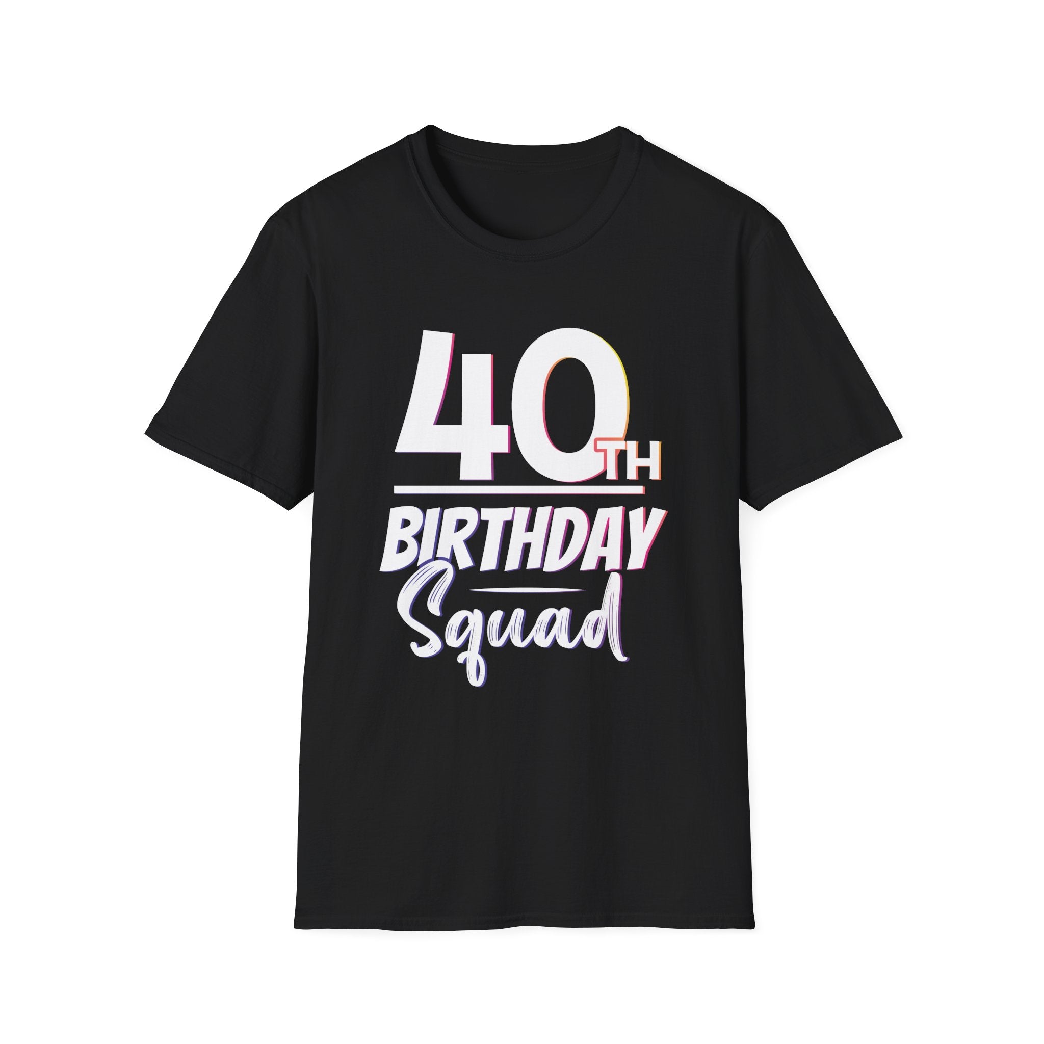 40th Birthday Squad Unisex Softstyle T-Shirt, Milestone Birthday Tee, Celebration Shirt, Birthday Party Apparel, Funny Gift for Him/Her