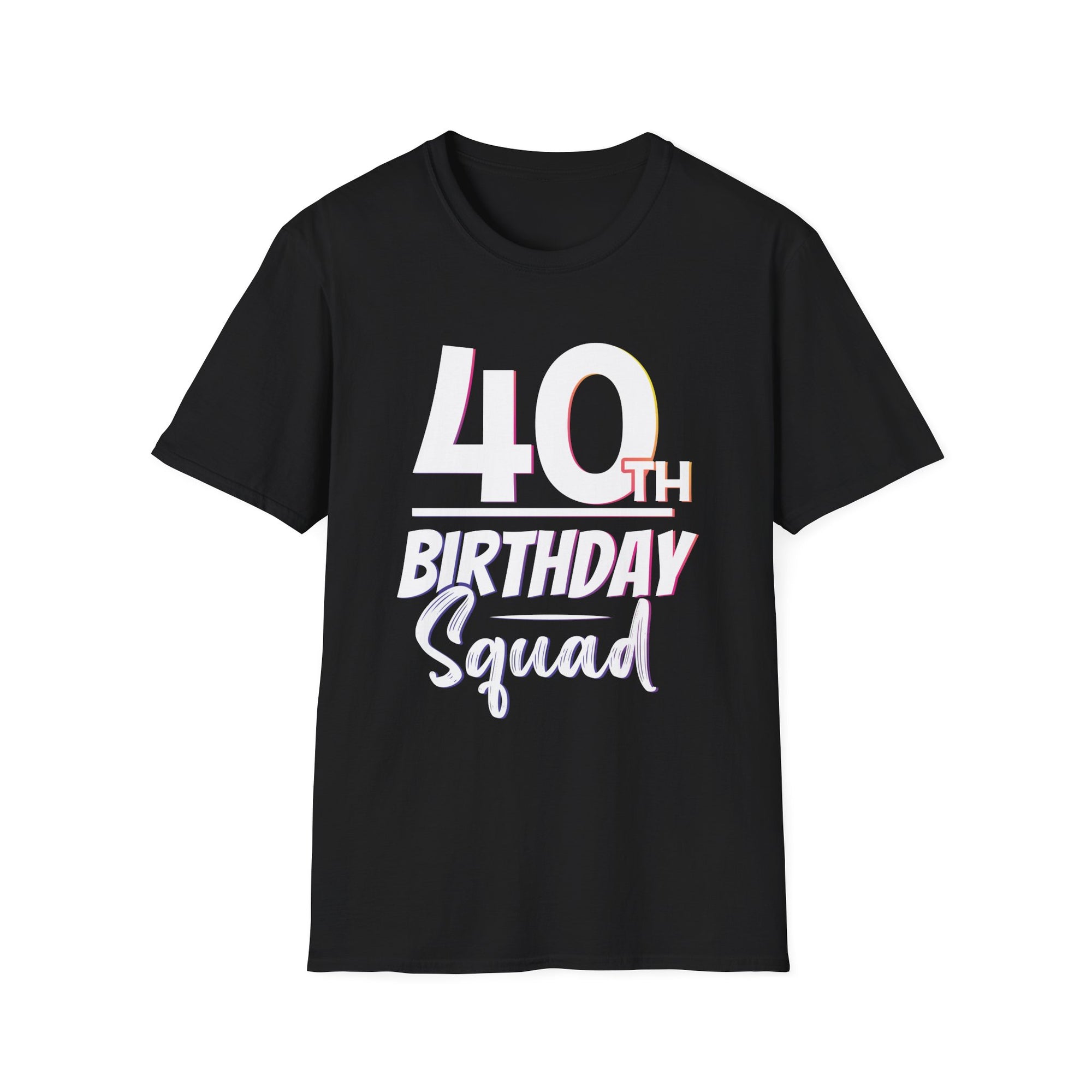 40th Birthday Squad Unisex Softstyle T-Shirt, Milestone Birthday Tee, Celebration Shirt, Birthday Party Apparel, Funny Gift for Him/Her
