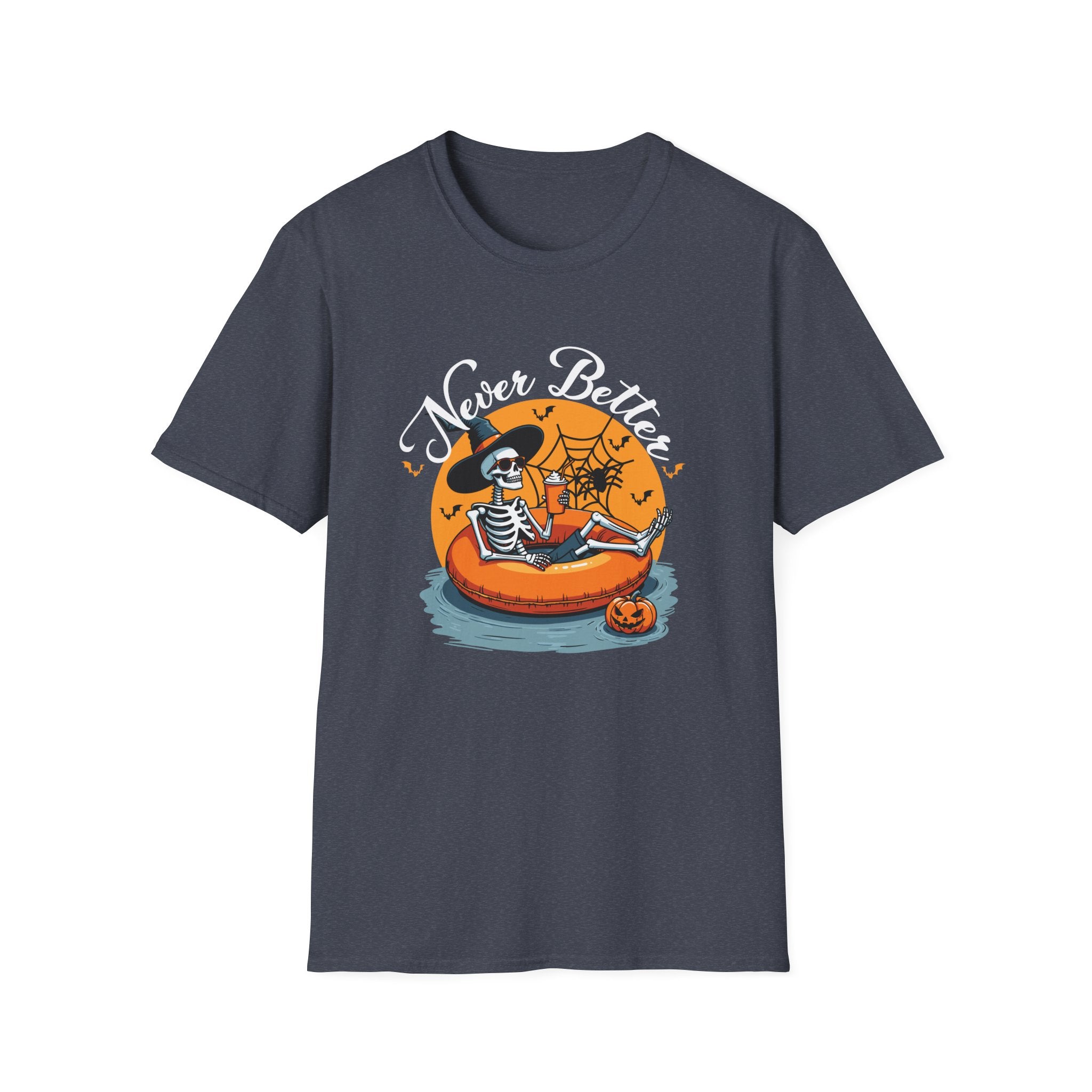 Spooky Skeleton T-Shirt | Halloween Casual Tee, Fall Fashion, Unisex Graphic Tee, Pumpkin-themed Shirt, Skeleton Print Tee