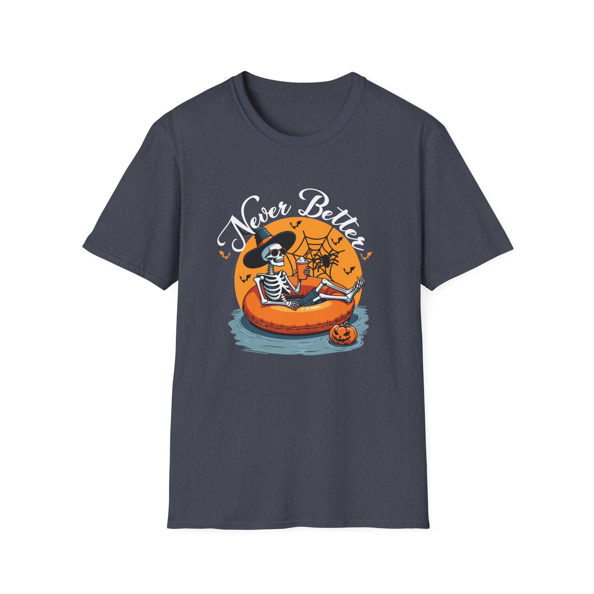 Spooky Skeleton T-Shirt | Halloween Casual Tee, Fall Fashion, Unisex Graphic Tee, Pumpkin-themed Shirt, Skeleton Print Tee