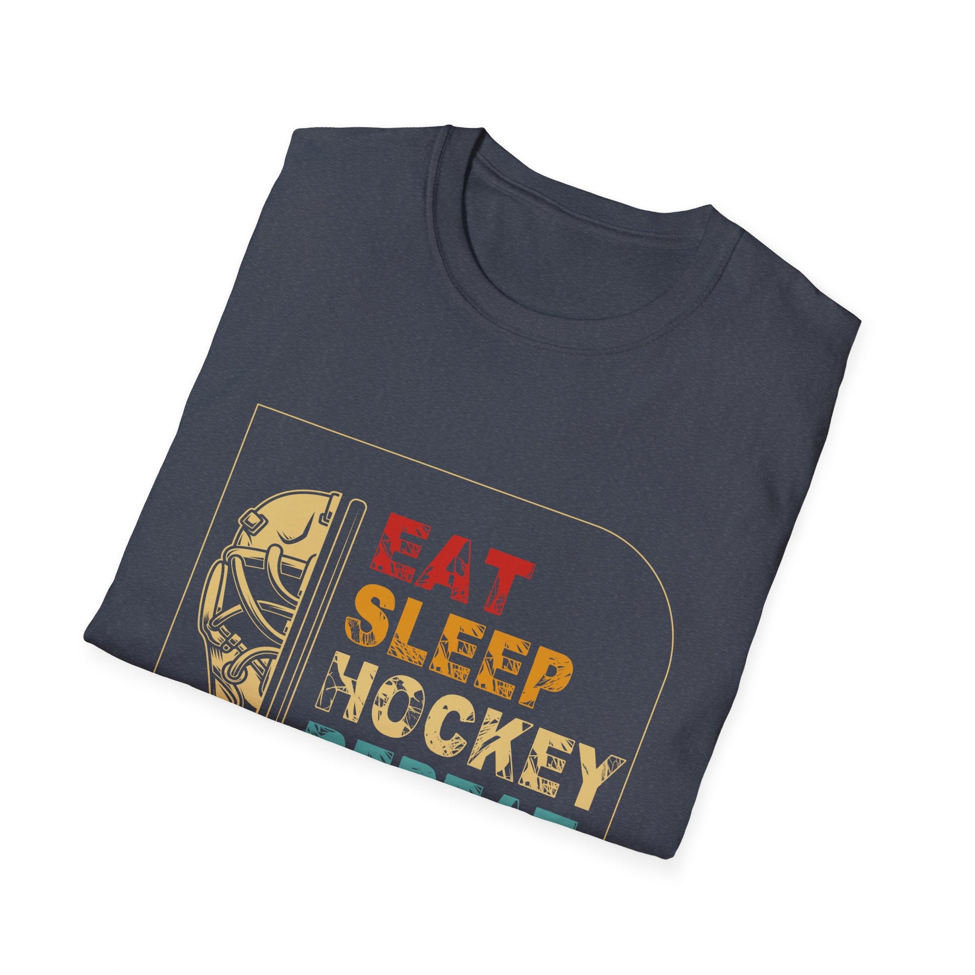 Eat Sleep Hockey Repeat Unisex Softstyle T-Shirt, Hockey Apparel, Sports Fan Shirt, Gift for Hockey Lover, Casual Wear