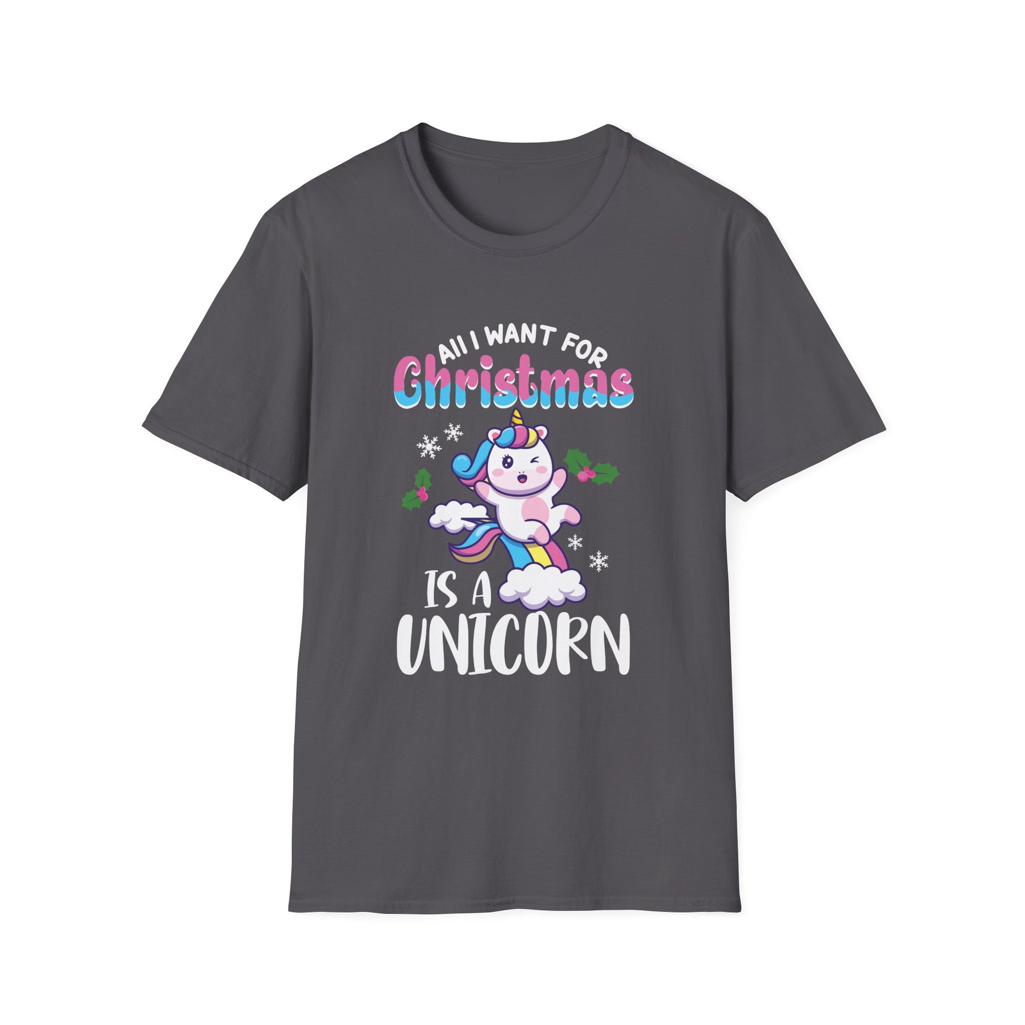 Unicorn Christmas T-Shirt, Cute Holiday Tee, Unicorn Lover Gift, Unisex Softstyle Tee, Christmas Apparel, Fun Gift Idea