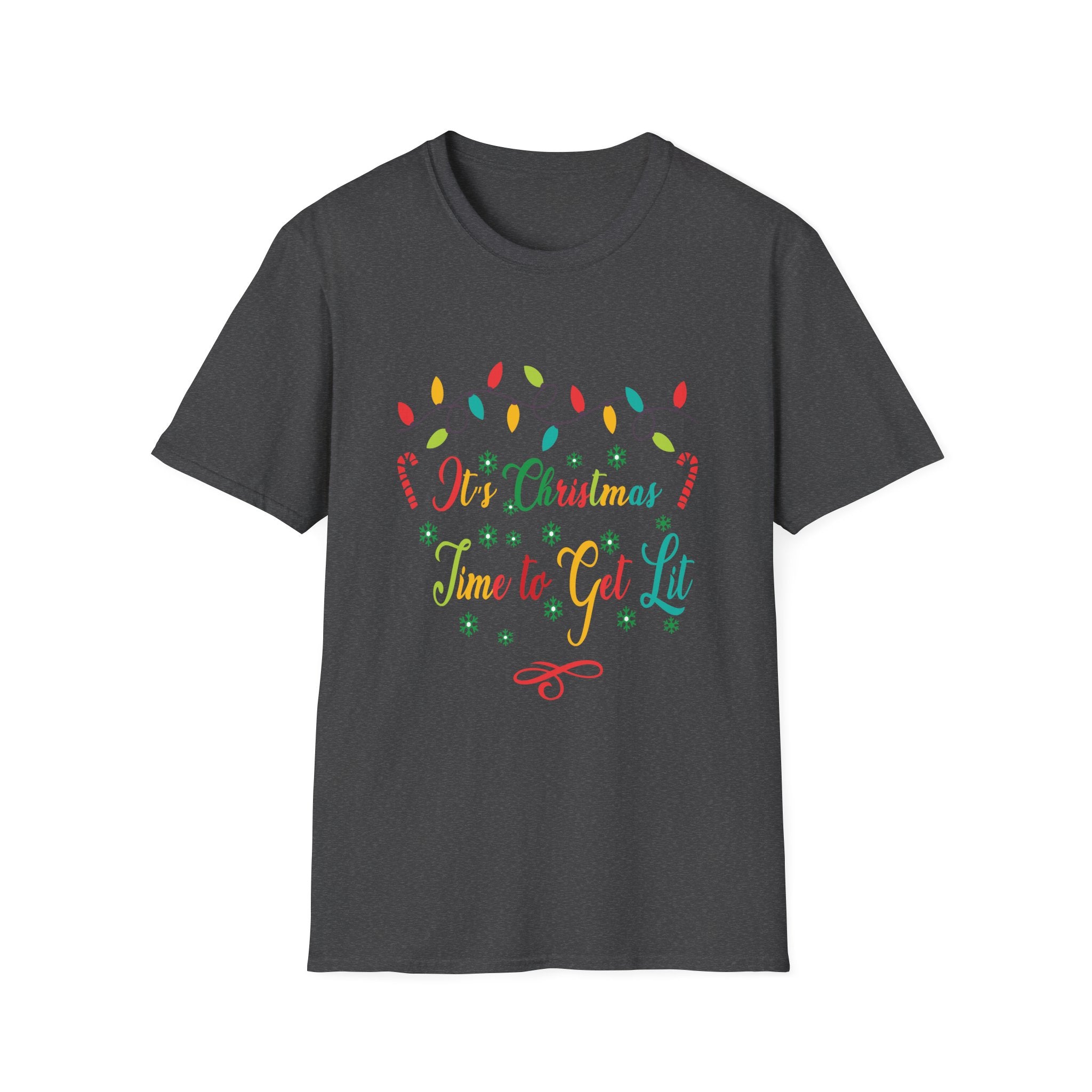 Christmas 'Time to Get Lit' Unisex Softstyle T-Shirt, Holiday Gift Tee, Festive Apparel, Christmas Party Shirt, Fun Holiday Wear