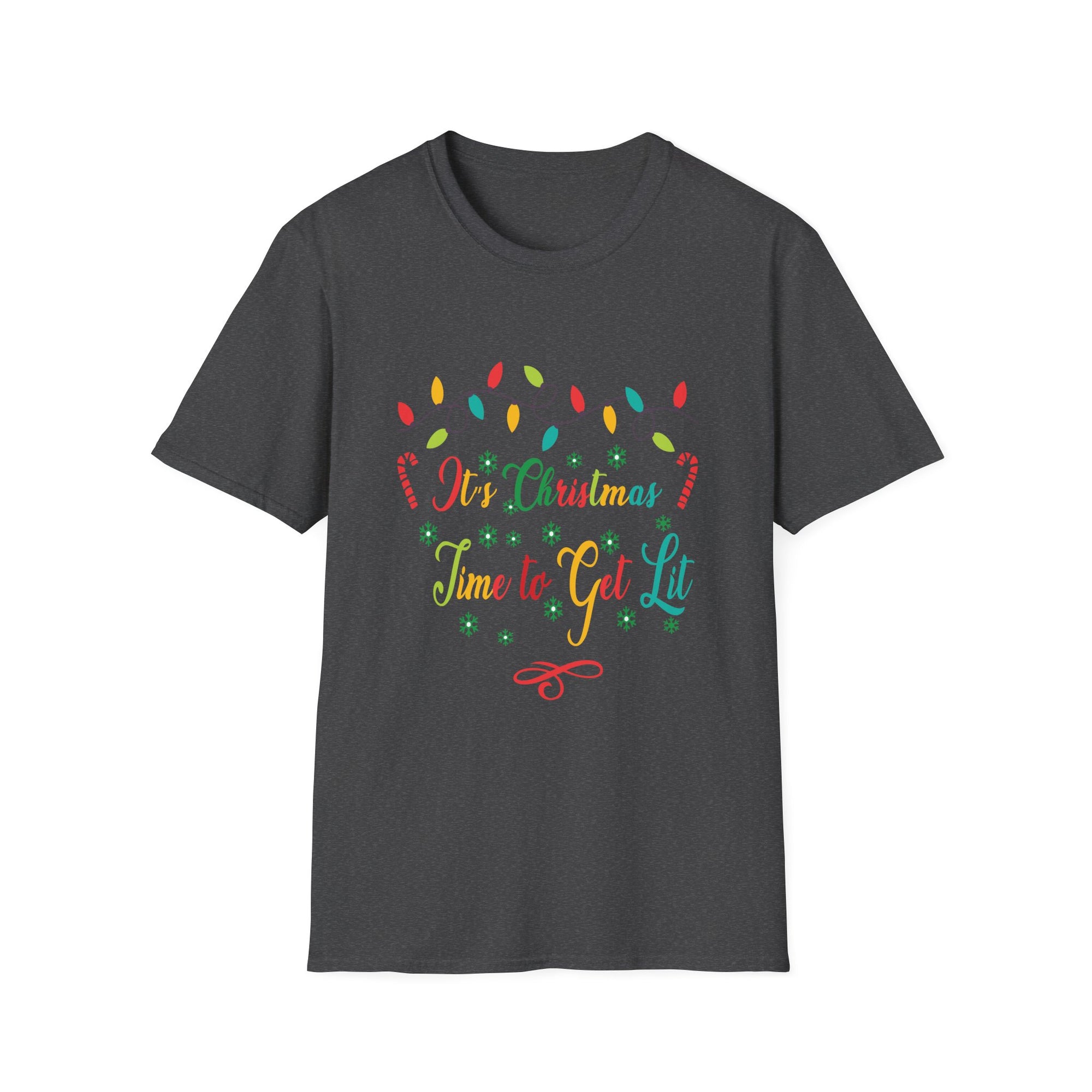 Christmas 'Time to Get Lit' Unisex Softstyle T-Shirt, Holiday Gift Tee, Festive Apparel, Christmas Party Shirt, Fun Holiday Wear