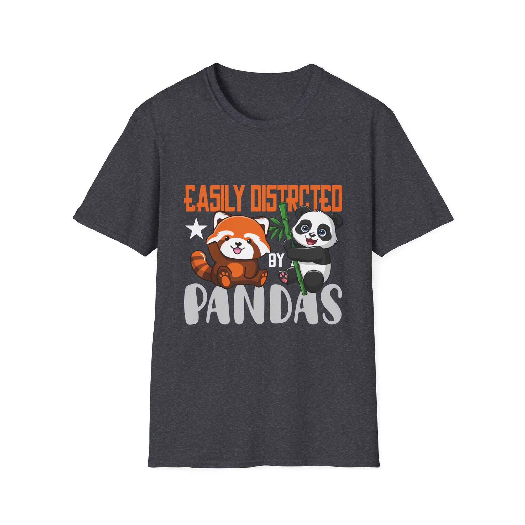 Easily Distracted by Pandas Cute Red Panda and Panda Unisex Softstyle T-Shirt