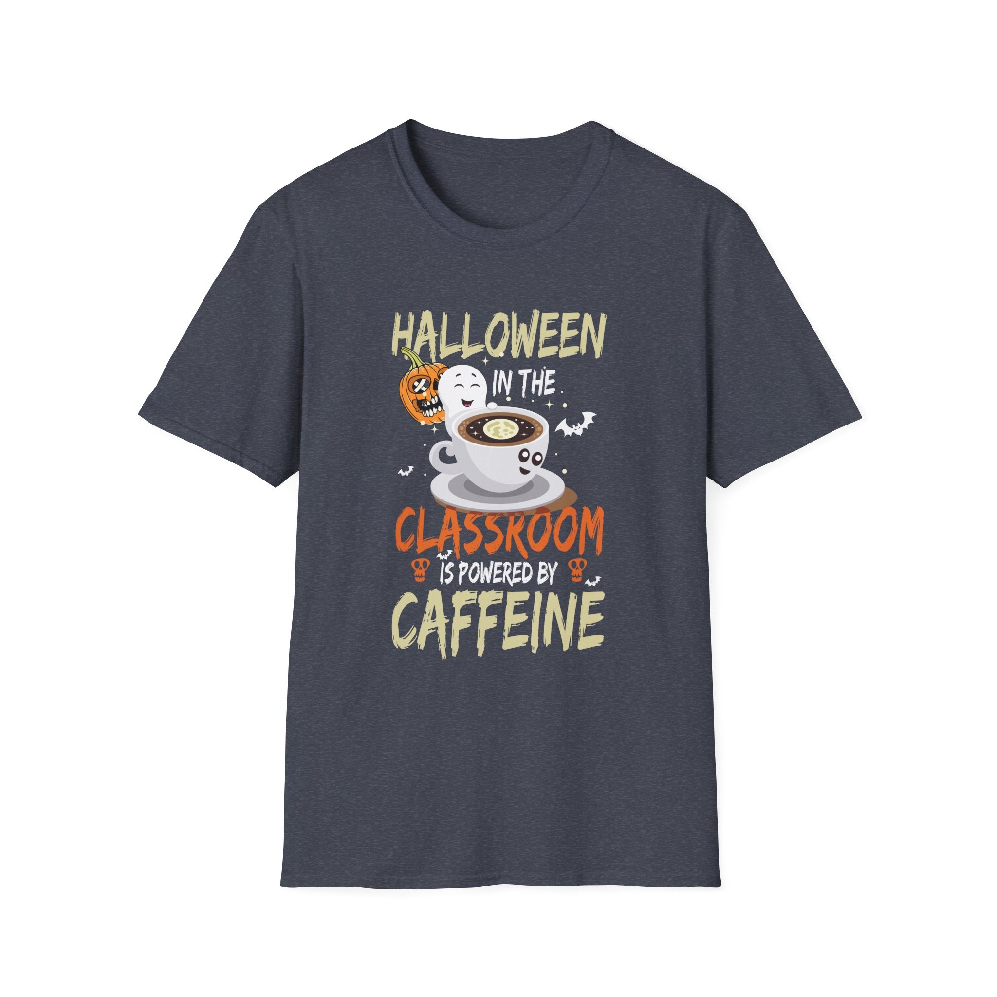Halloween Classroom Caffeine T-Shirt, Cute Teacher Tee, Funny Halloween Gift, Unisex Softstyle Shirt, Coffee Lover Apparel