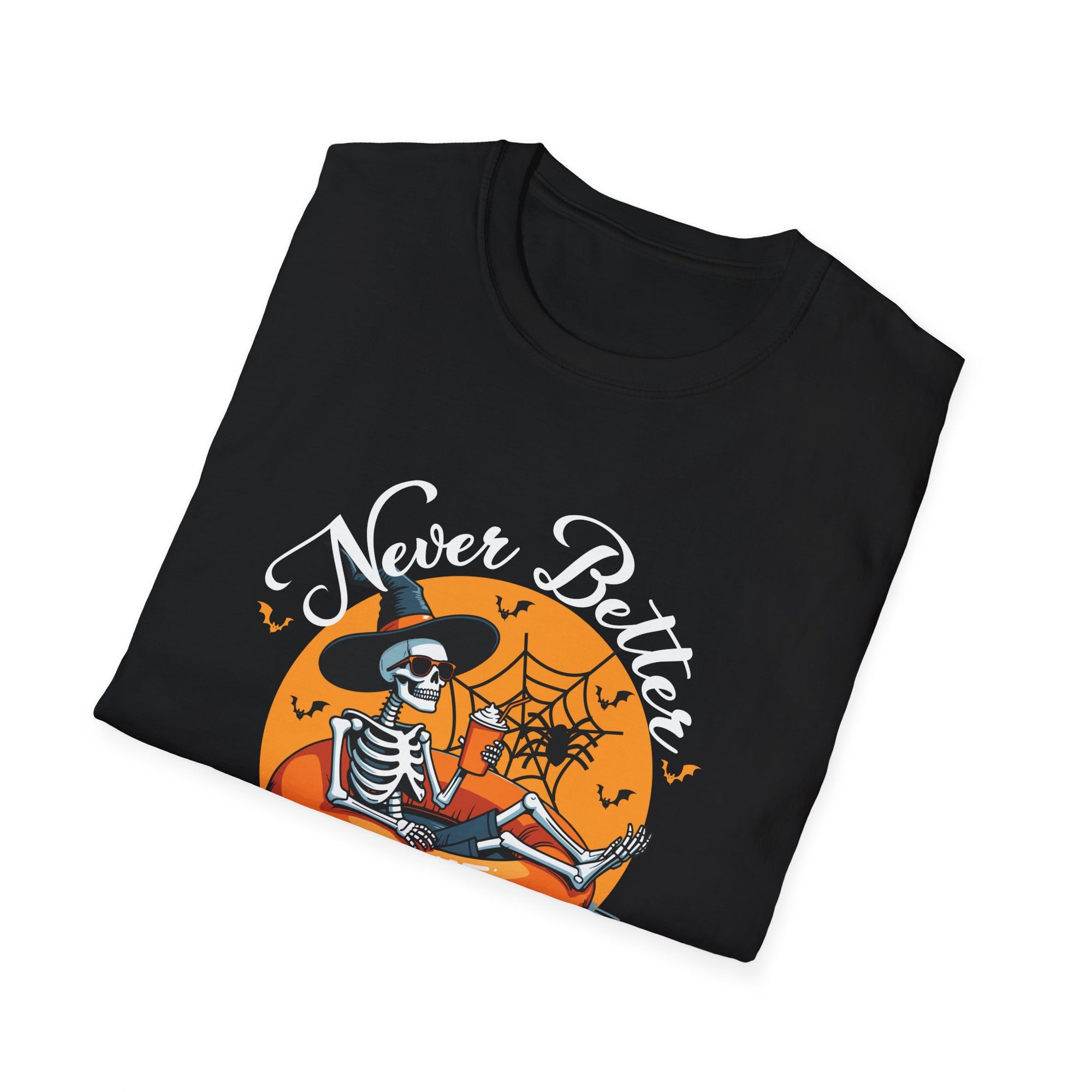 Spooky Skeleton T-Shirt | Halloween Casual Tee, Fall Fashion, Unisex Graphic Tee, Pumpkin-themed Shirt, Skeleton Print Tee