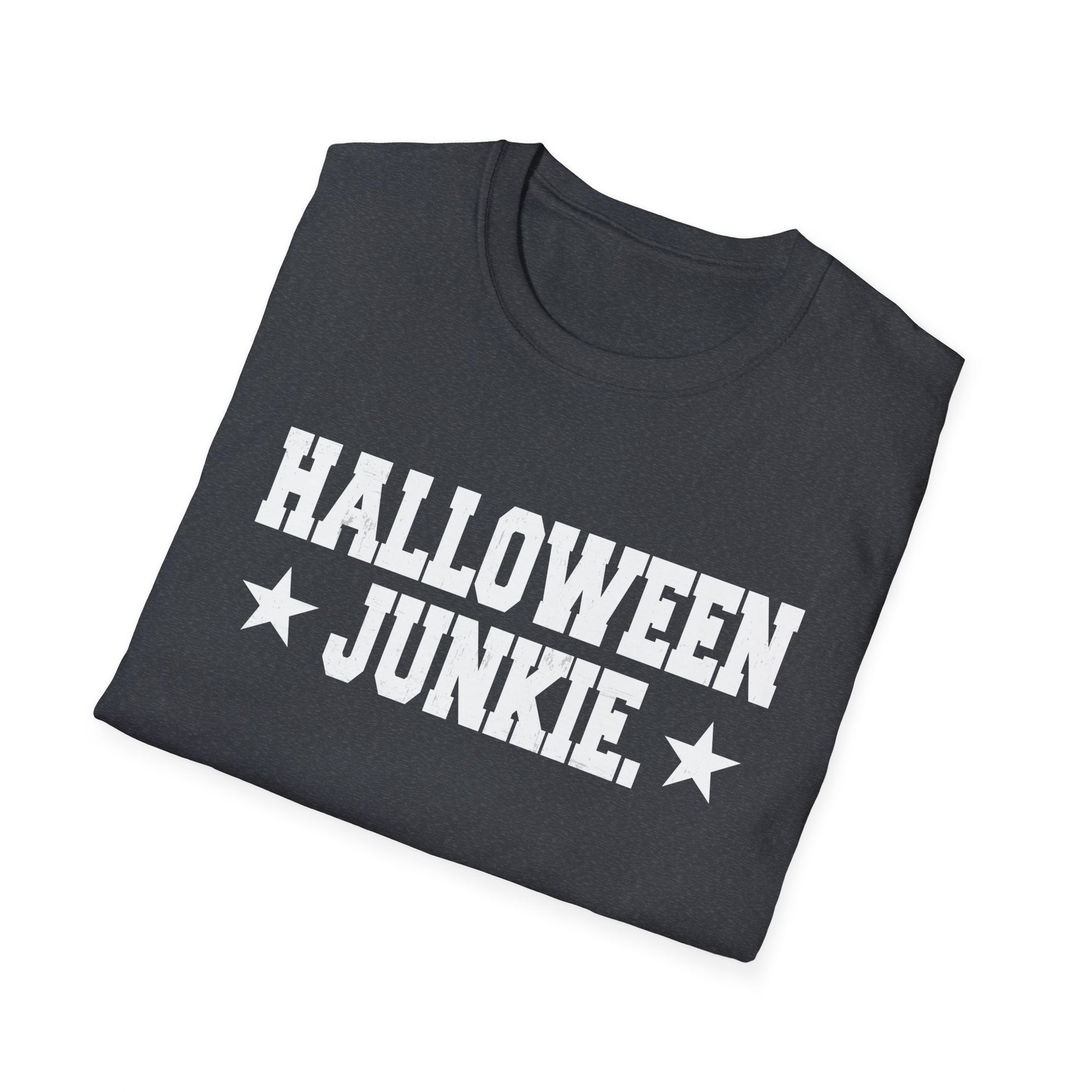 Halloween Junkie Unisex Softstyle T-Shirt, Spooky Apparel, October Fest, Halloween Costume, Fall Fashion, Gift for Halloween Lovers