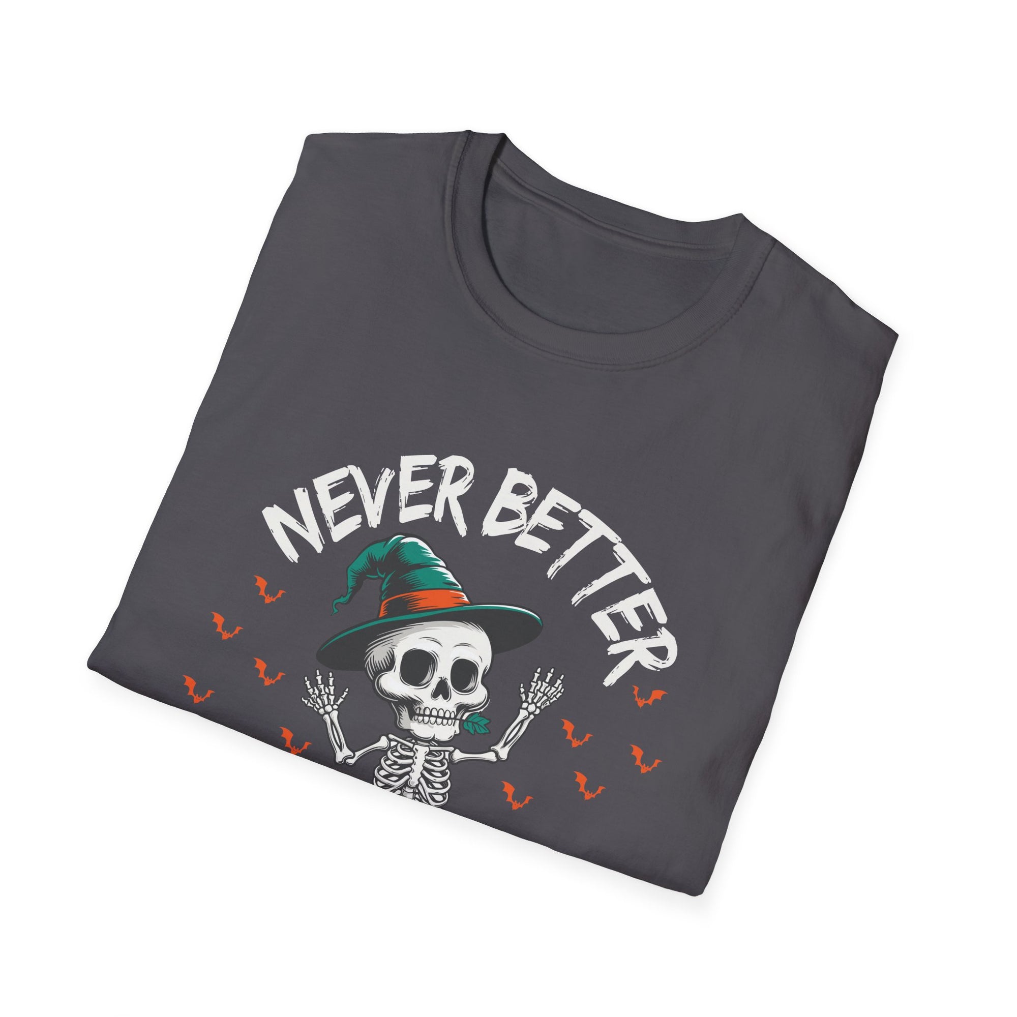 Halloween Skeleton T-Shirt, Unisex Softstyle Tee, Spooky Season Apparel, Funny Skeleton Shirt, Gifts for Halloween Lovers, Casual Wear