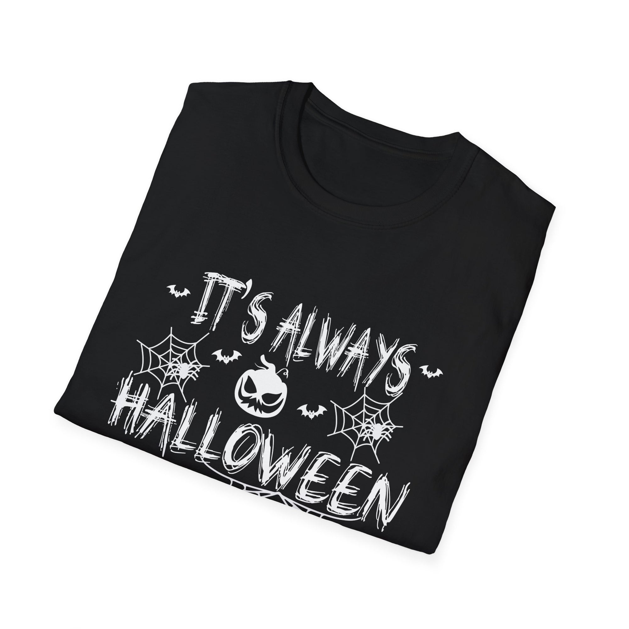 Halloween-Inspired Unisex Softstyle T-Shirt, Spooky Graphic Tee for Fall, Casual Wear, Funny Halloween Shirt, Gifts for Halloween Lovers