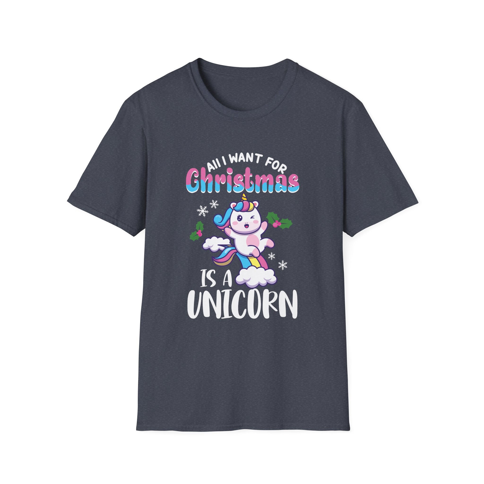 Unicorn Christmas T-Shirt, Cute Holiday Tee, Unicorn Lover Gift, Unisex Softstyle Tee, Christmas Apparel, Fun Gift Idea
