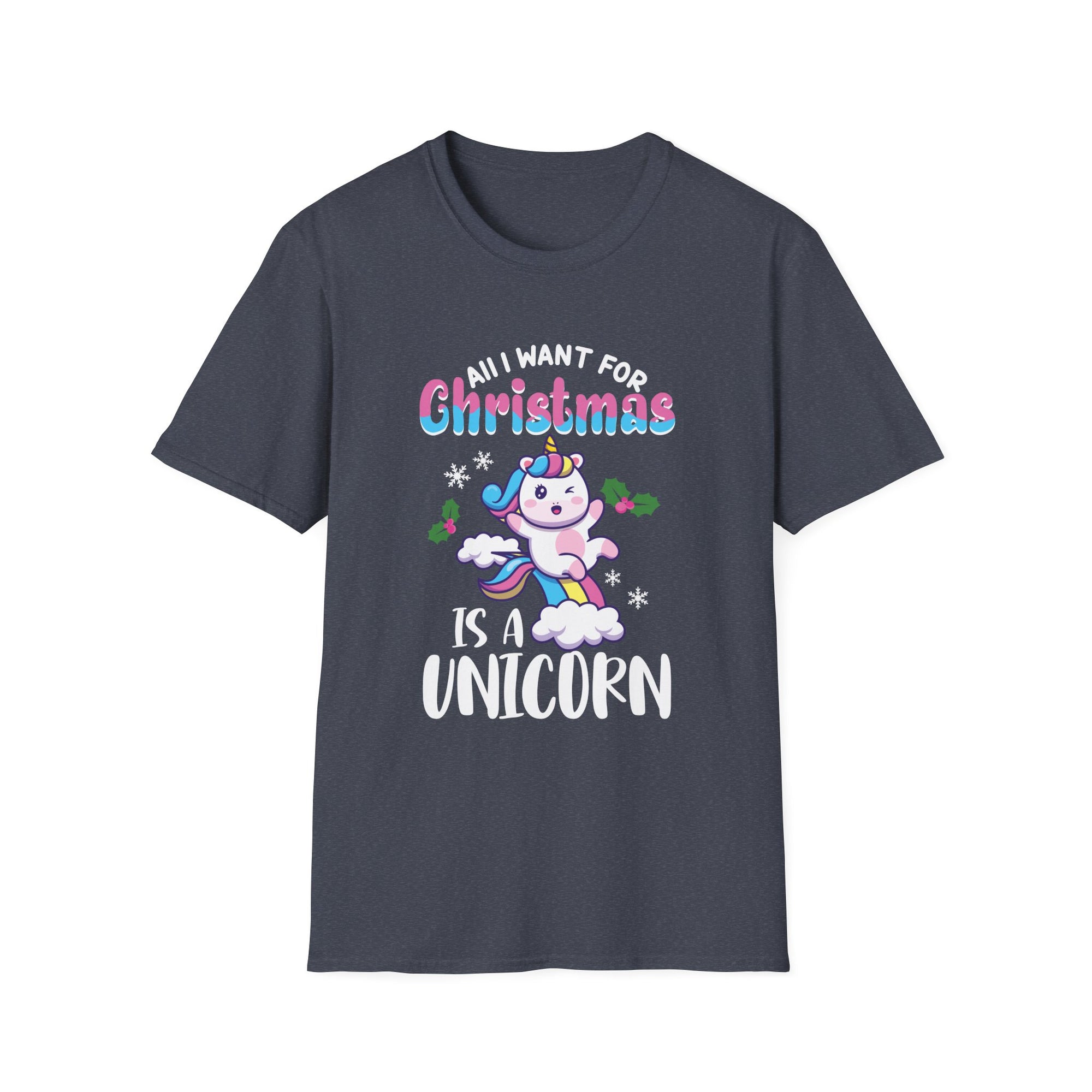 Unicorn Christmas T-Shirt, Cute Holiday Tee, Unicorn Lover Gift, Unisex Softstyle Tee, Christmas Apparel, Fun Gift Idea