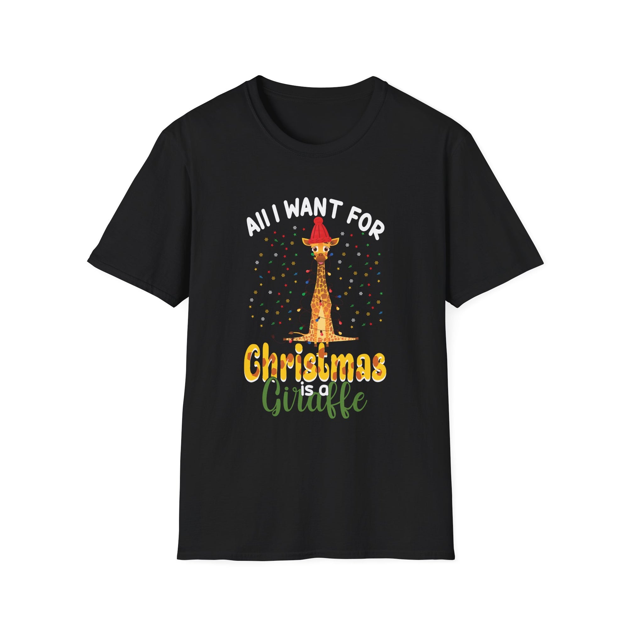 Unisex Christmas Giraffe T-Shirt, Holiday Gift, Cute Casual Tee, Animal Lover Apparel, Fun Xmas Shirt, Christmas Party Outfit