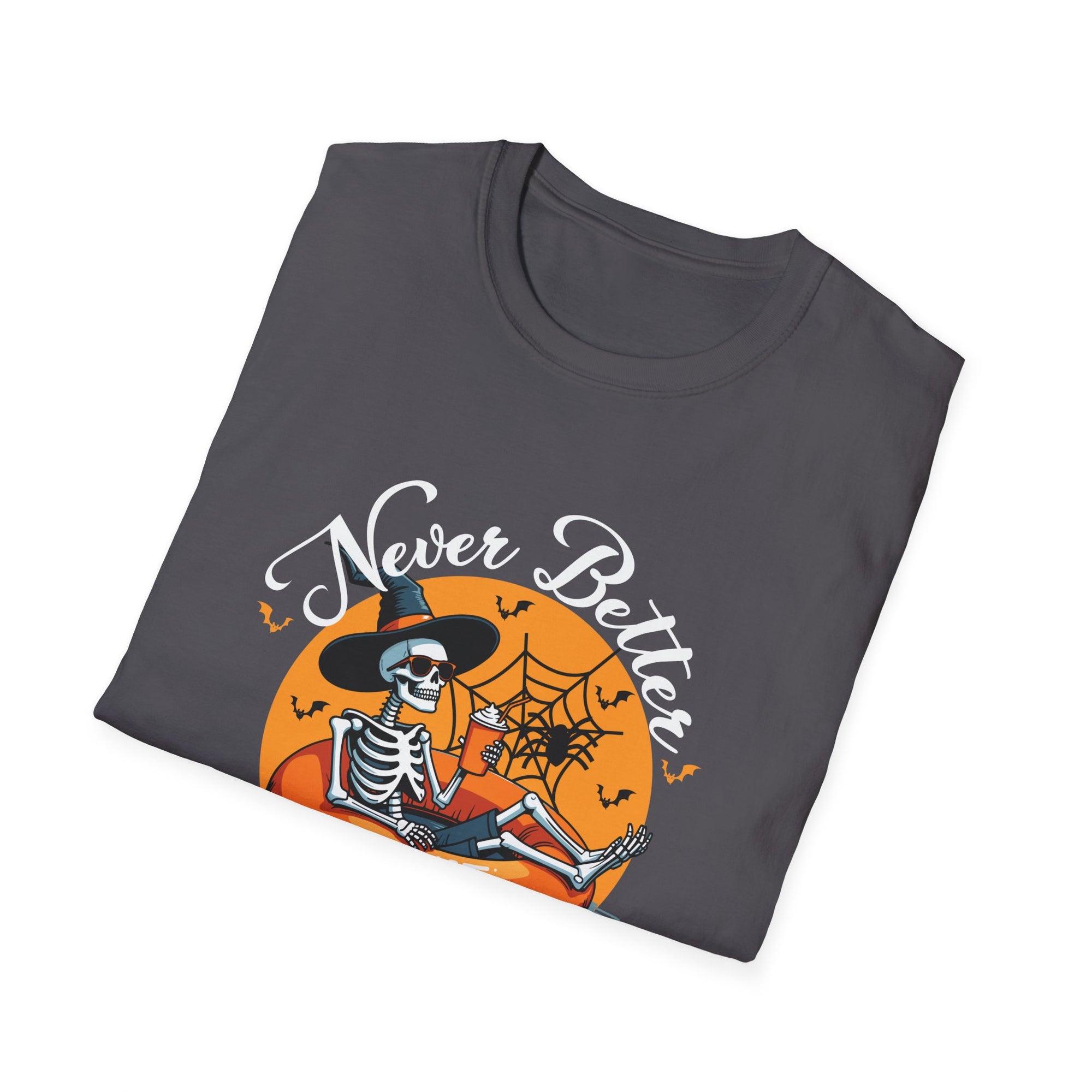 Spooky Skeleton T-Shirt | Halloween Casual Tee, Fall Fashion, Unisex Graphic Tee, Pumpkin-themed Shirt, Skeleton Print Tee