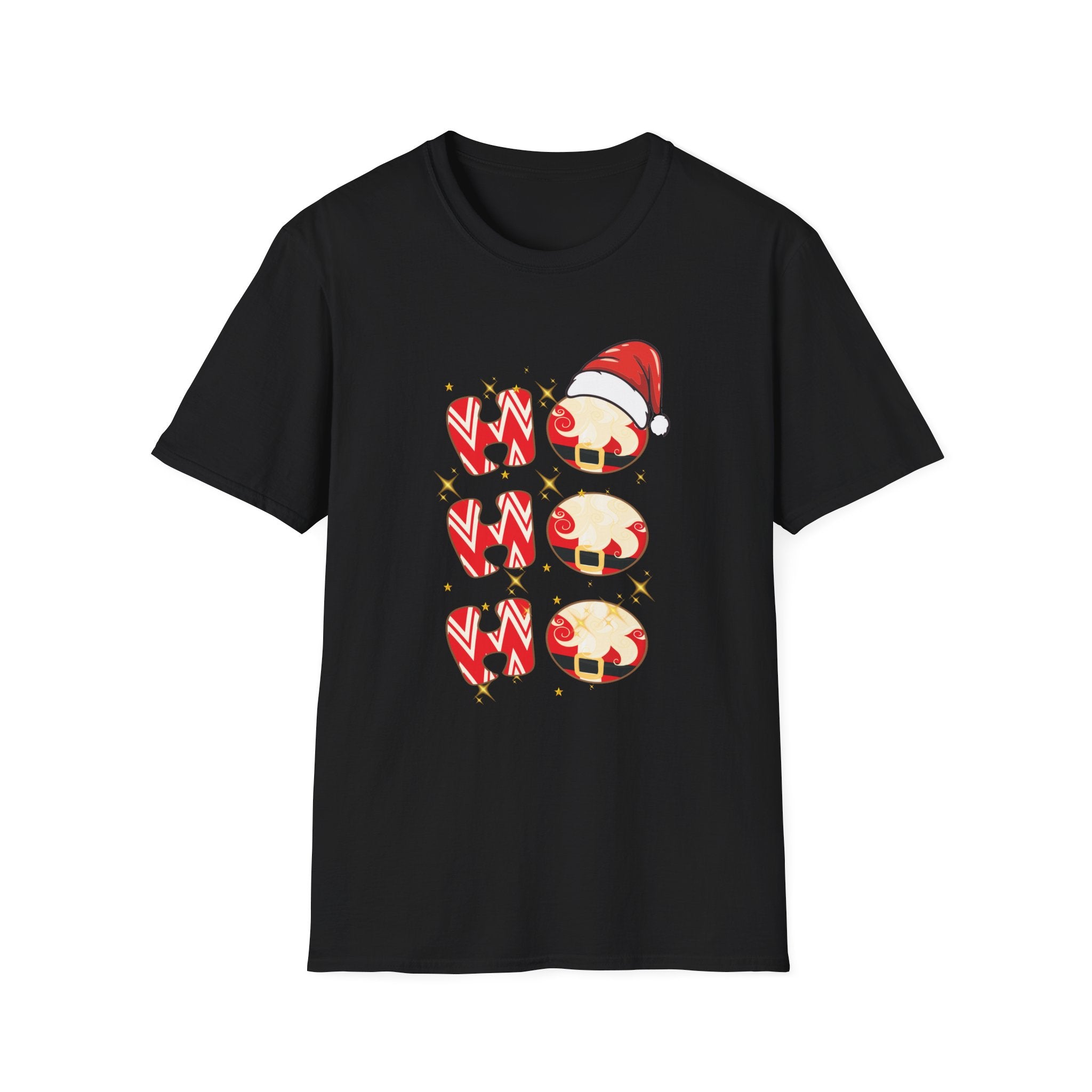 Festive Holiday T-Shirt: Cute Santa and Candy Cane Design, Christmas Gift, Unisex Softstyle Tee, Merry Christmas Shirt, Holiday Apparel
