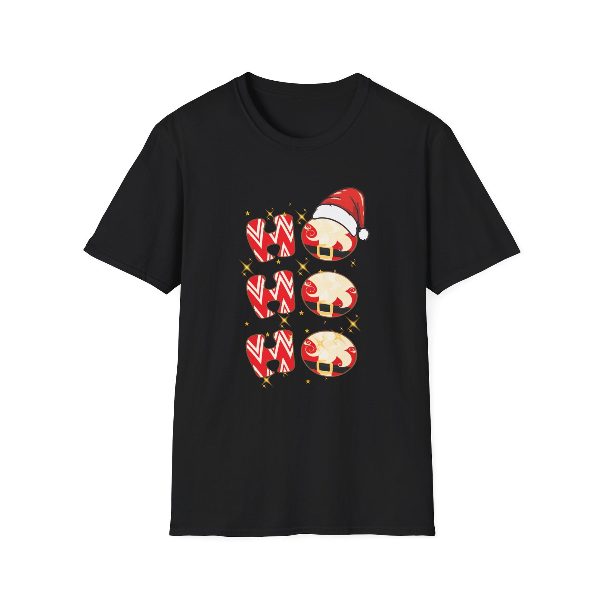Festive Holiday T-Shirt: Cute Santa and Candy Cane Design, Christmas Gift, Unisex Softstyle Tee, Merry Christmas Shirt, Holiday Apparel
