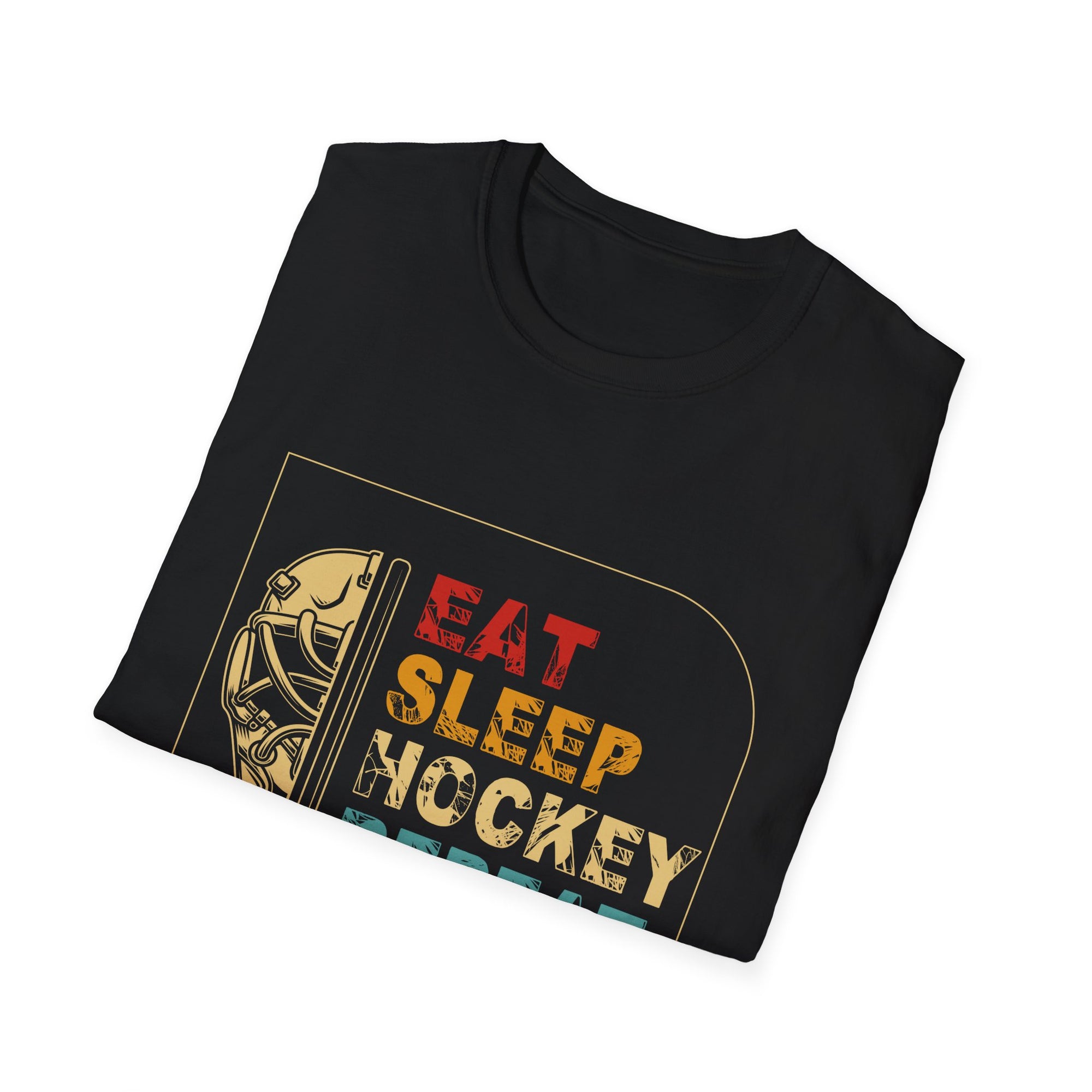 Eat Sleep Hockey Repeat Unisex Softstyle T-Shirt, Hockey Apparel, Sports Fan Shirt, Gift for Hockey Lover, Casual Wear