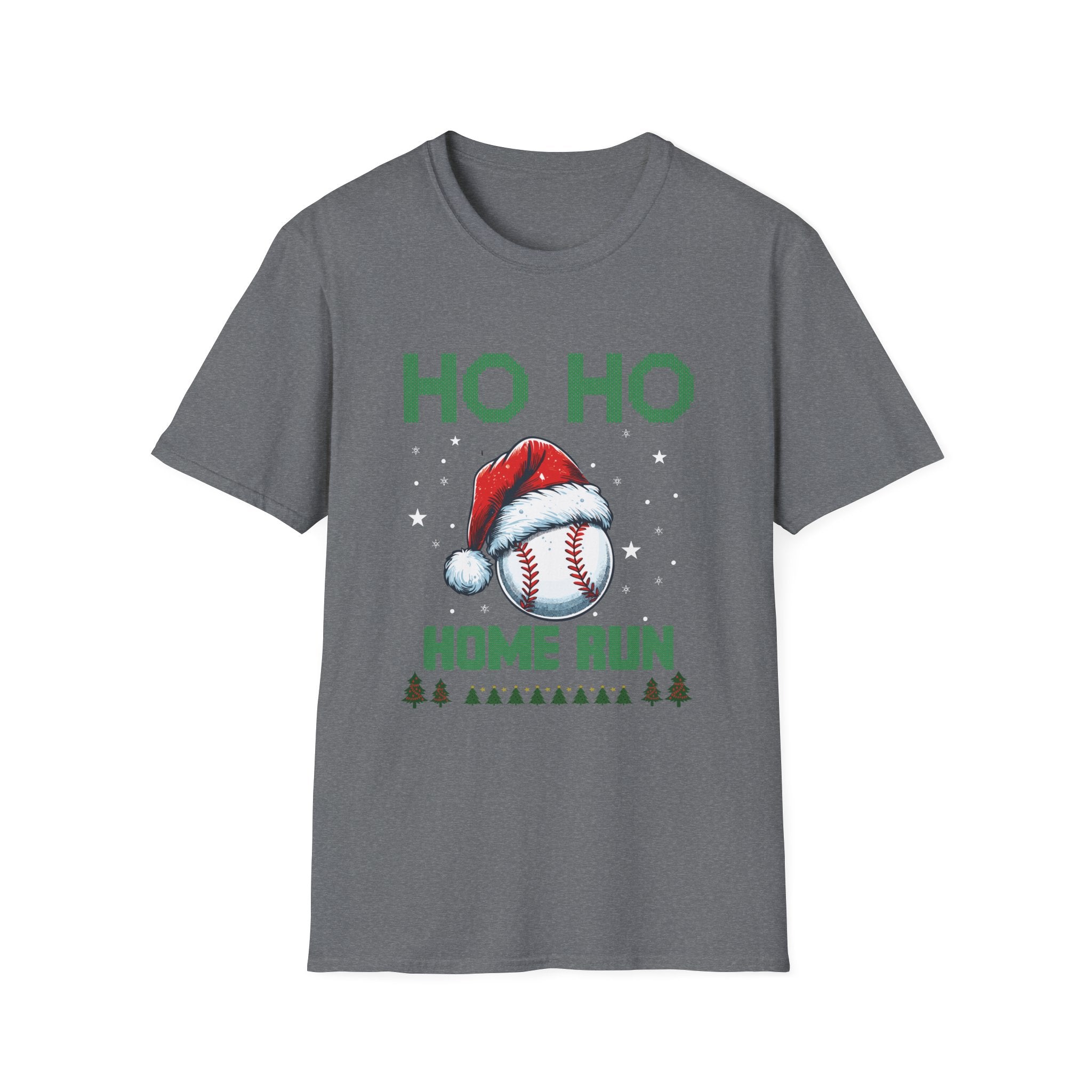 Baseball Christmas T-Shirt, Festive Holiday Tee, Unisex Softstyle Shirt, Sports Fan Gift, Ho Ho Home Run Apparel