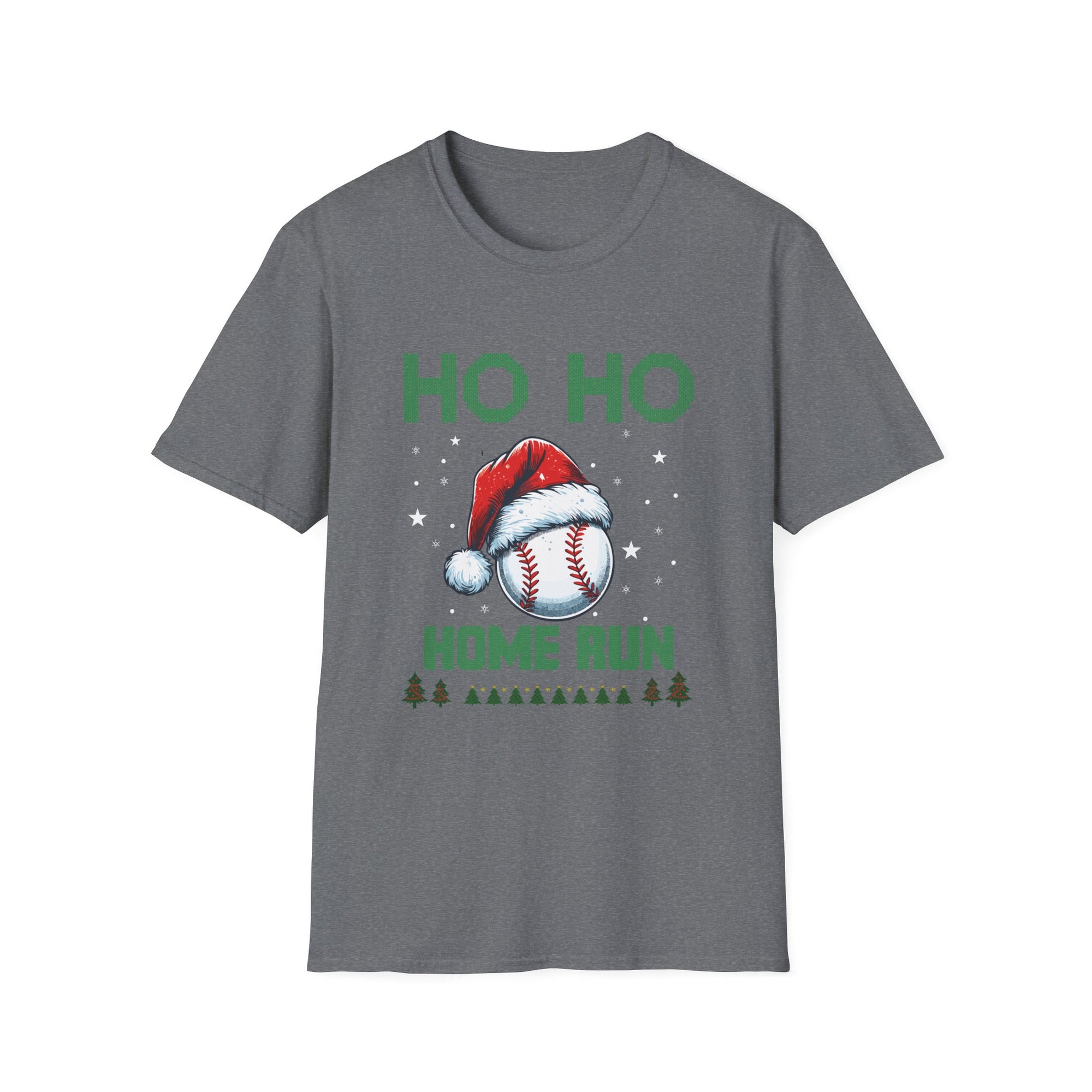 Baseball Christmas T-Shirt, Festive Holiday Tee, Unisex Softstyle Shirt, Sports Fan Gift, Ho Ho Home Run Apparel