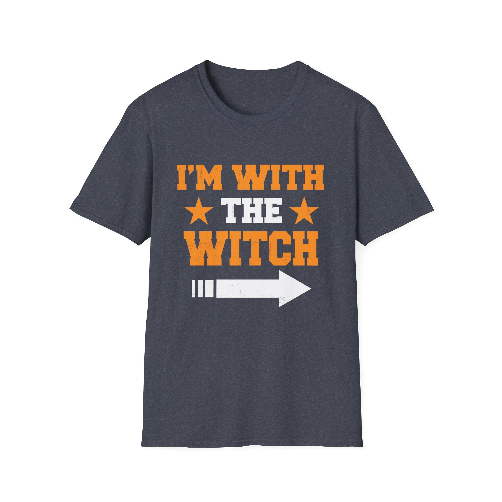 Witch Partner T-Shirt, Unisex Softstyle Tee, Halloween Shirt, Funny Witch Shirt, Gift for Halloween Lover, I'm With The Witch Tee