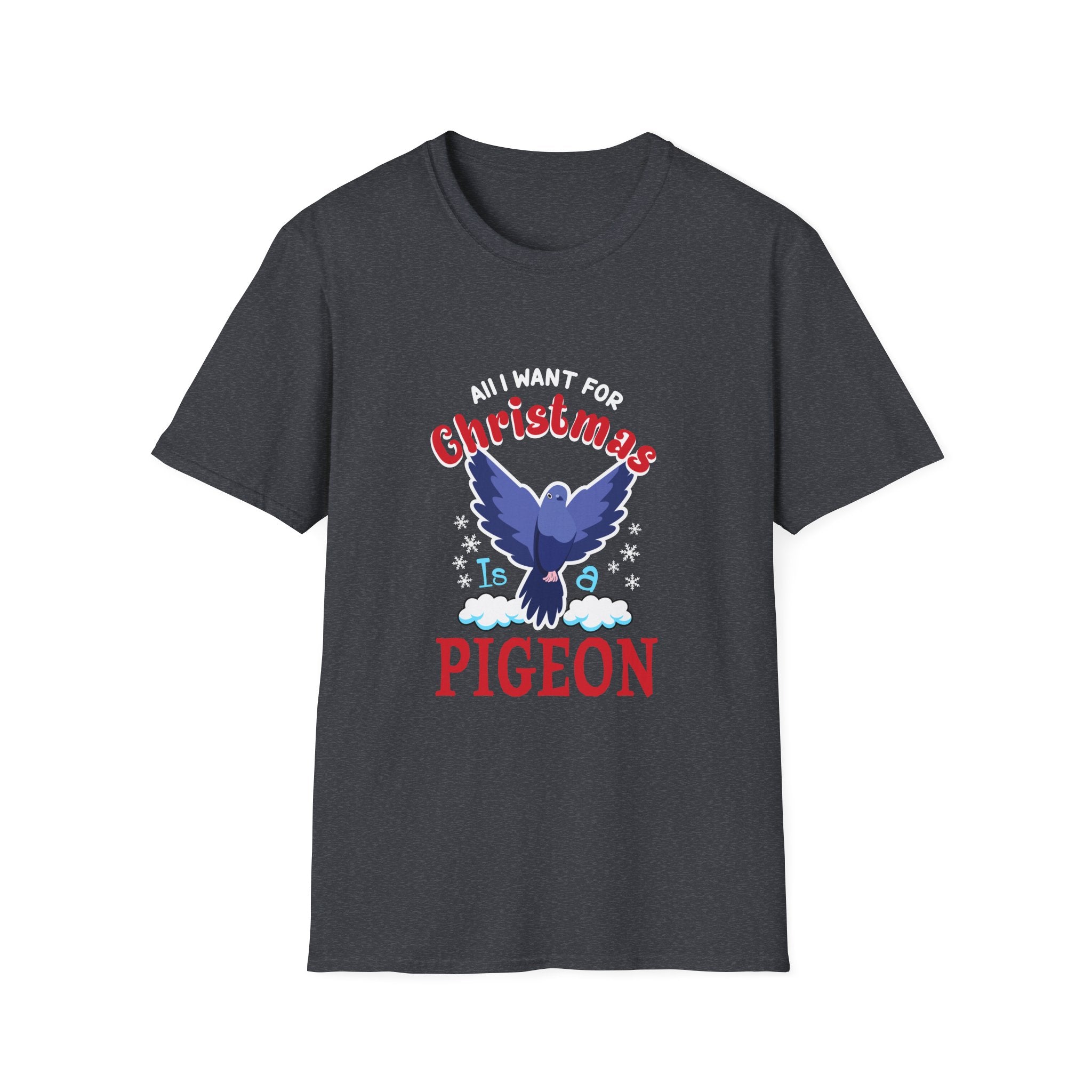 Christmas Pigeon T-Shirt, Funny Holiday Tee, Cute Gift for Cat Lovers, Christmas Apparel, Unisex Graphic Tee